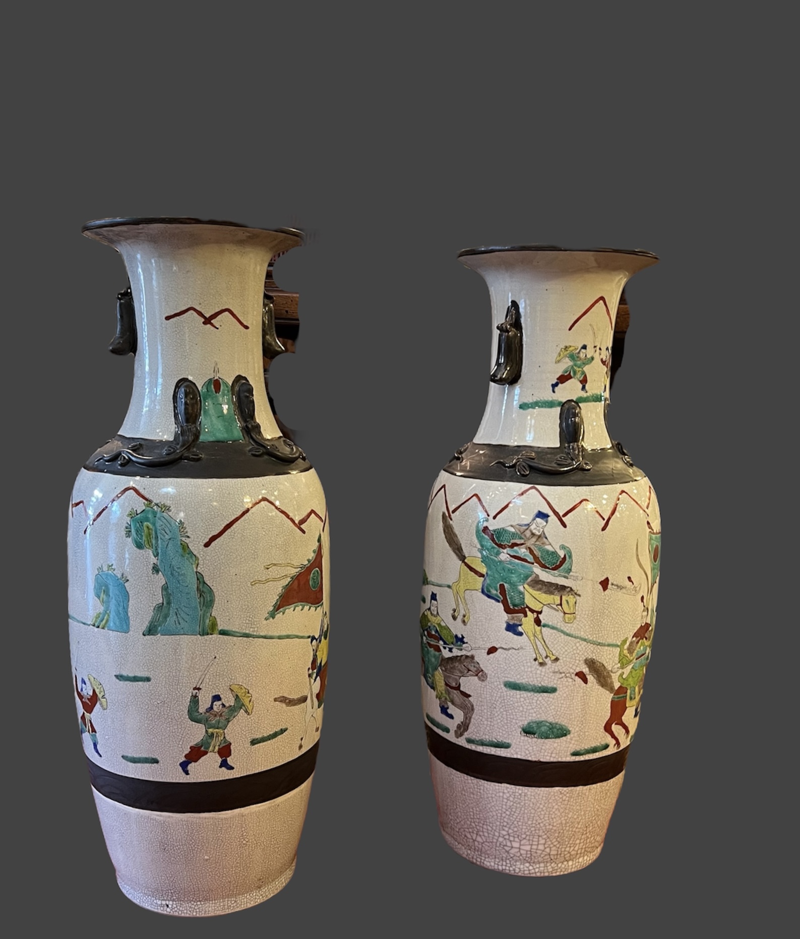 Chinese Vintage Polychrome Vases