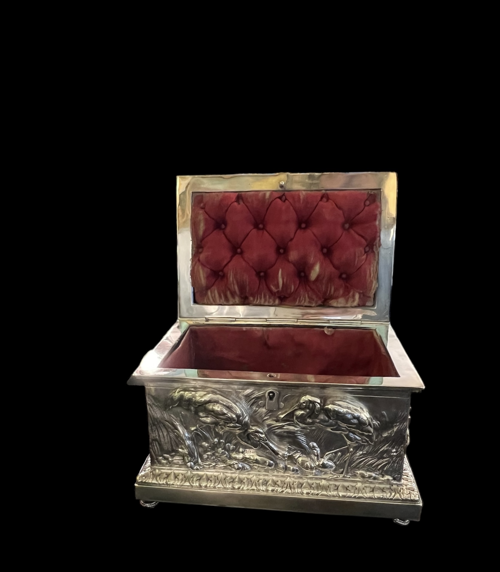Antique Silver Repousse Jewelry Box
