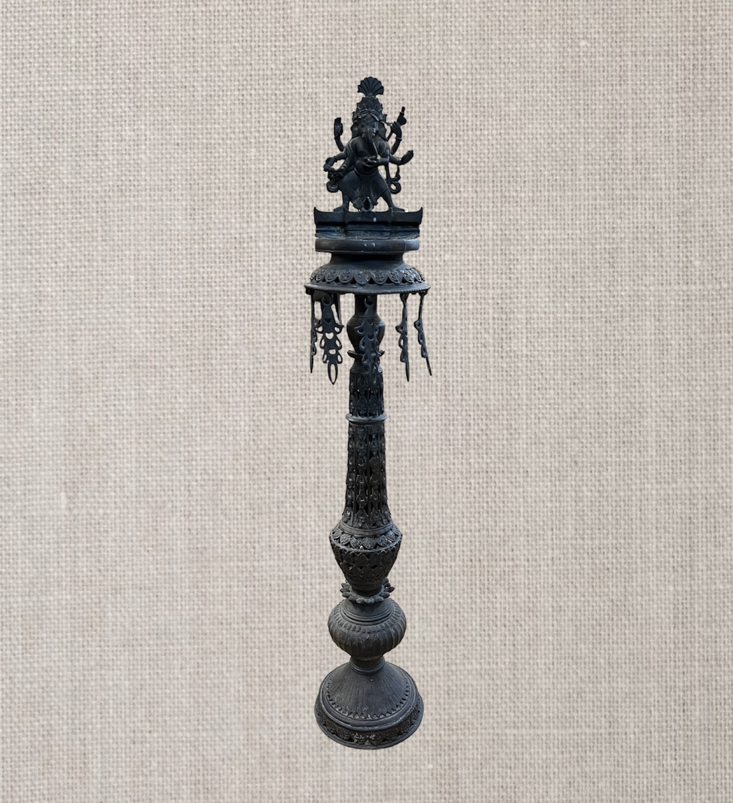Antique Bronze Ganesha Temple Oil Lamp