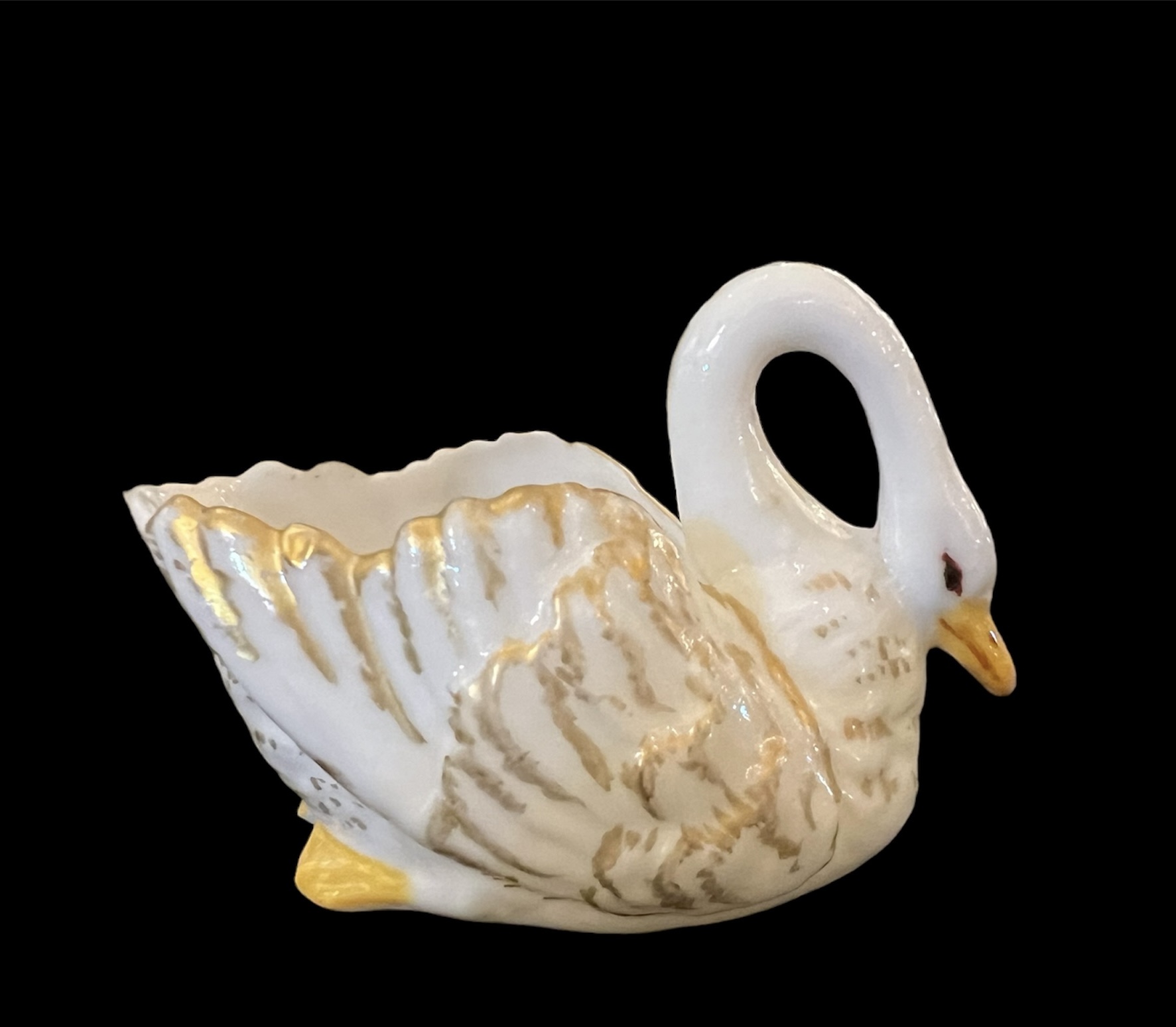 Antique Beleek Porcelain Swan Nut Cups