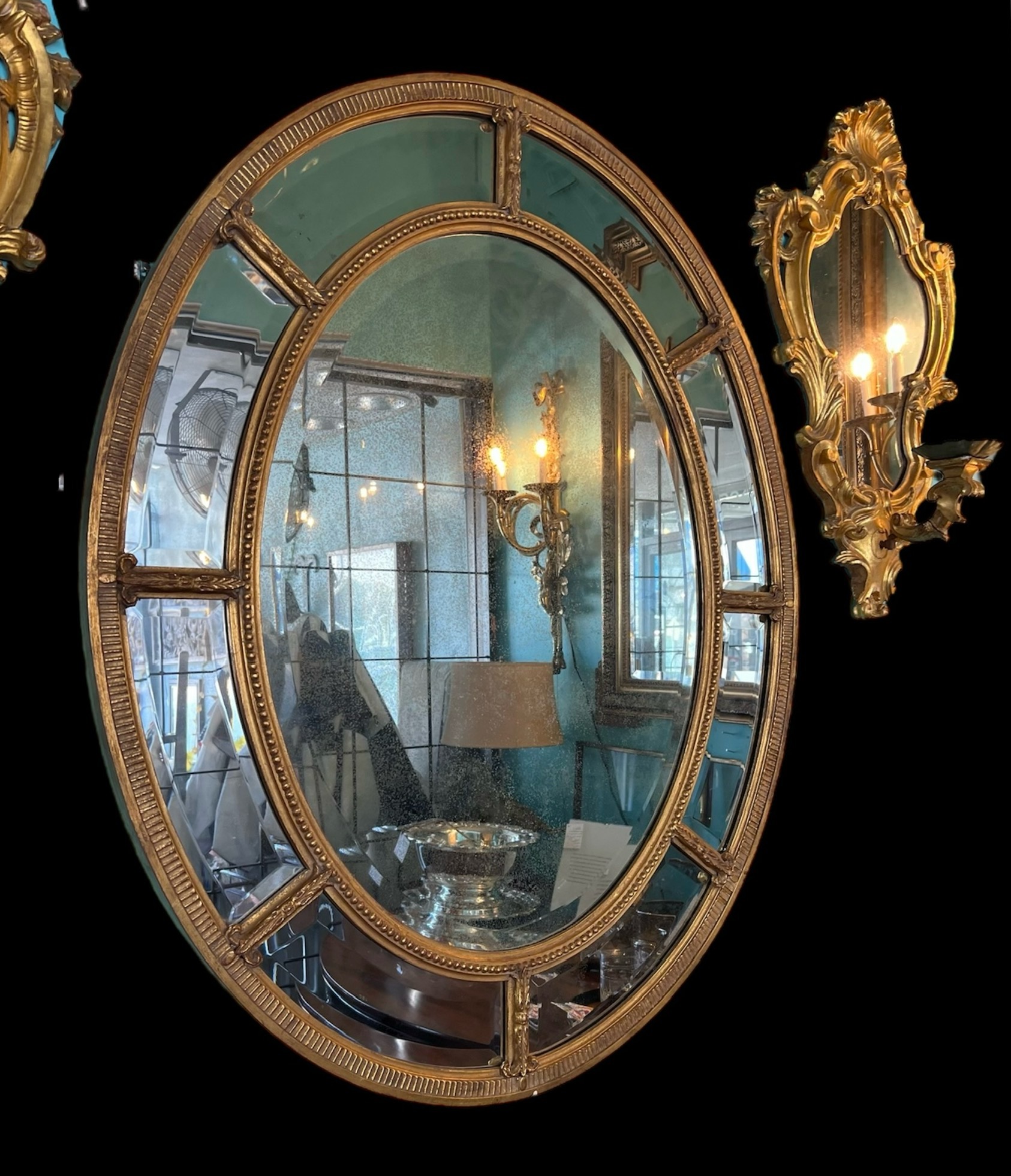 Vintage Gilt Adams Oval Mirror