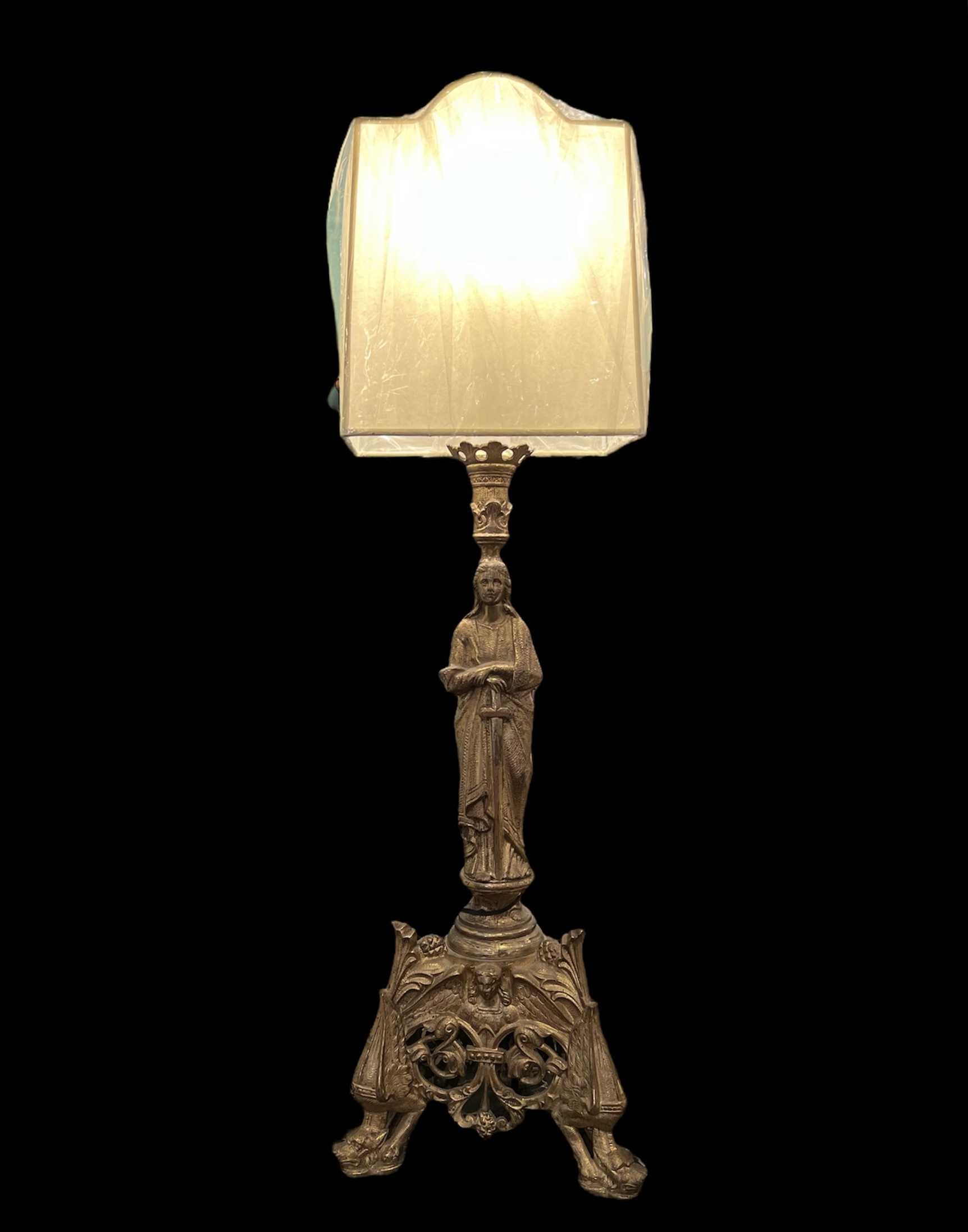 Altar Figure Gilded Bronze Lamp