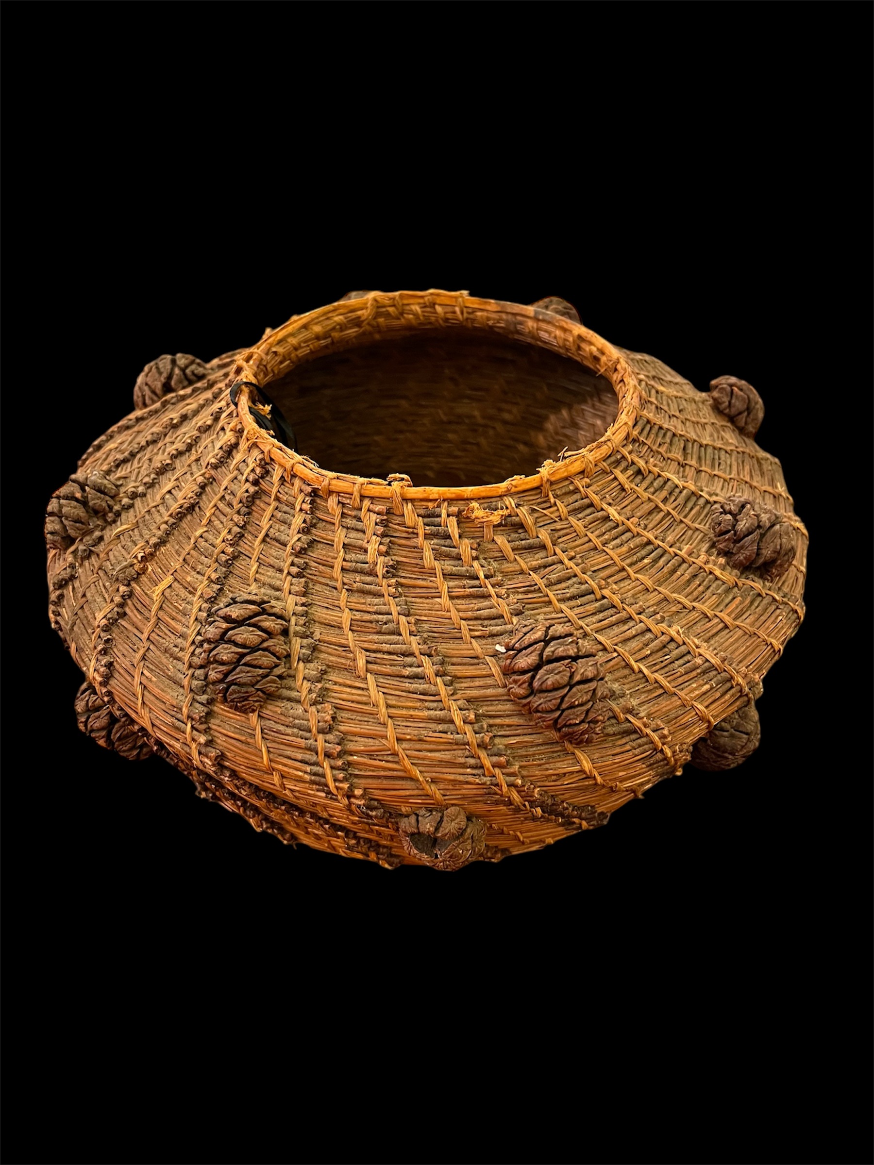 Victorian Pine Needle Basket Antique