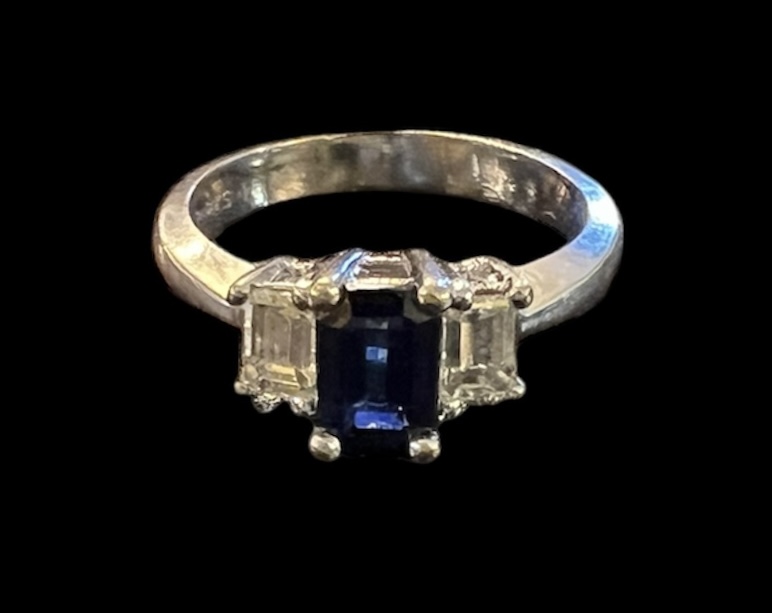 Emerald Cut Sapphire Diamond Ring