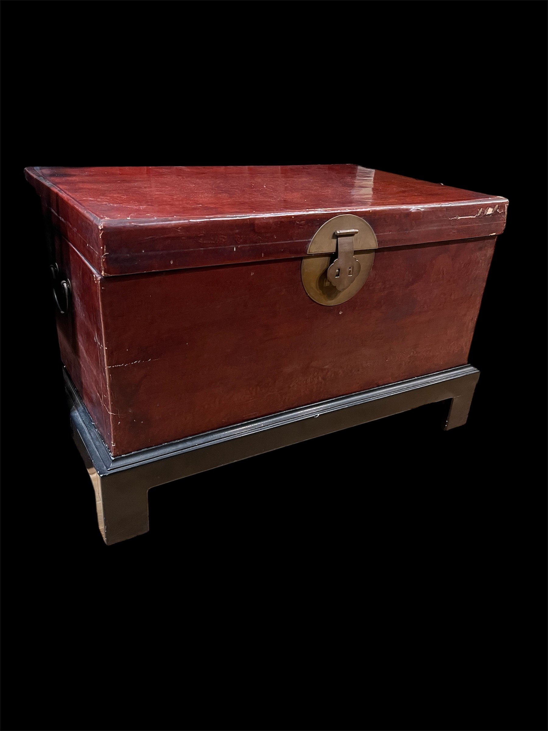 Chinese Red Leather Trunk