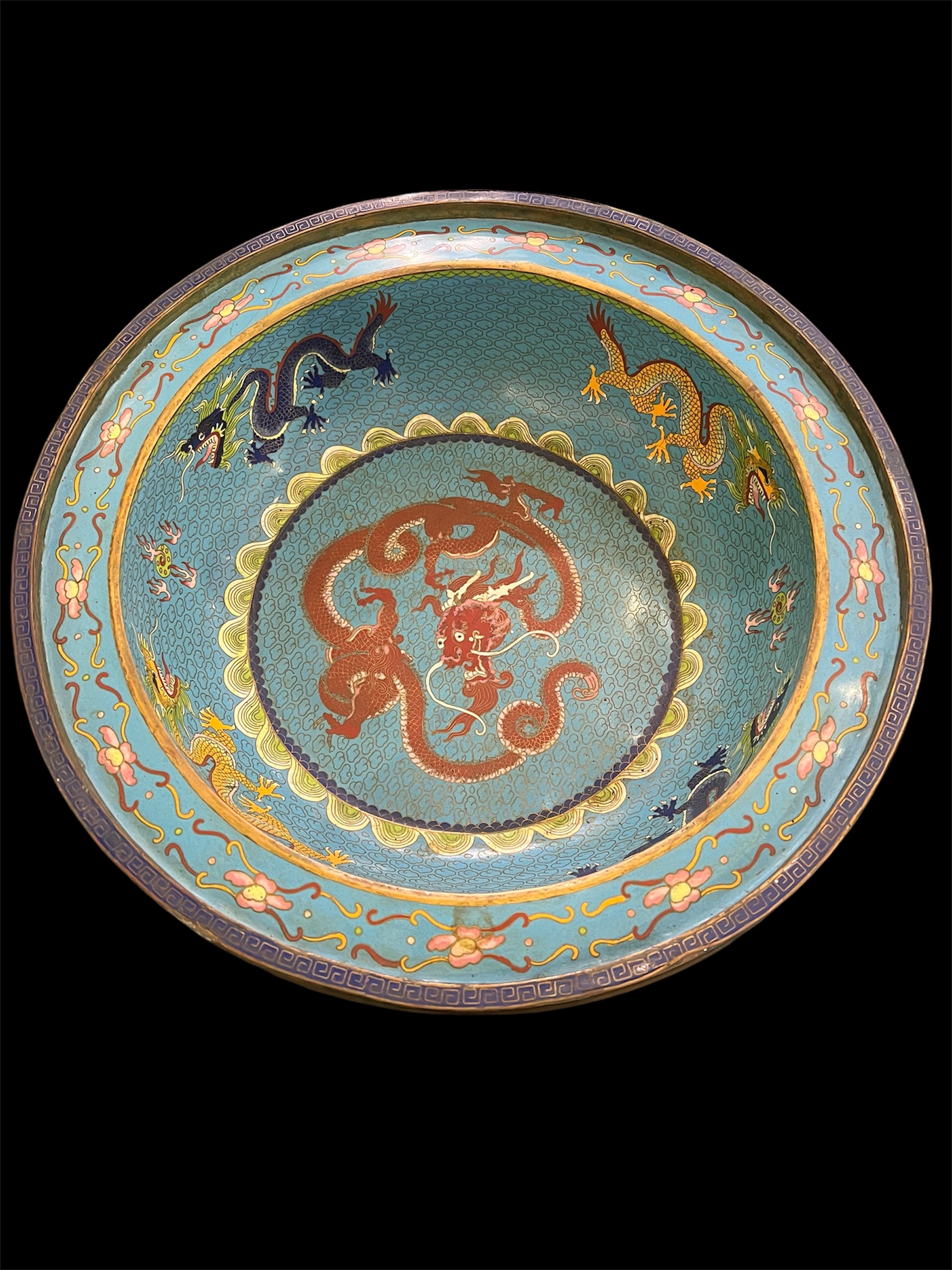 Antique Cloisonne Chinese Dragon Bowl