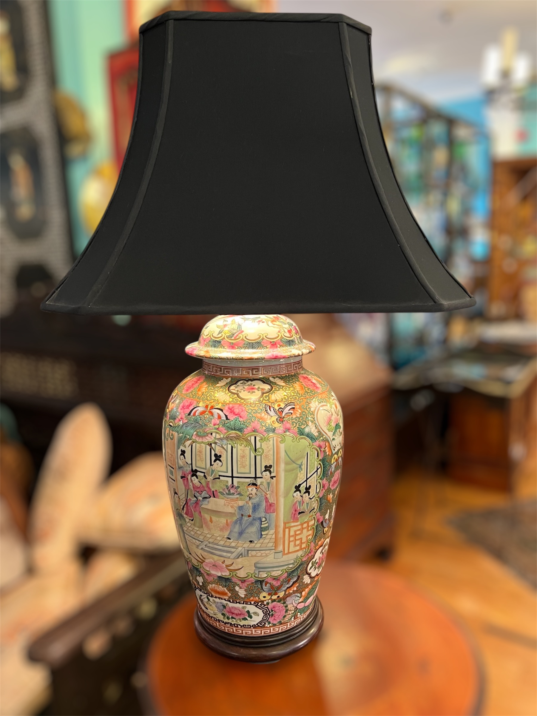 Rose Medallion Porcelain Lamp