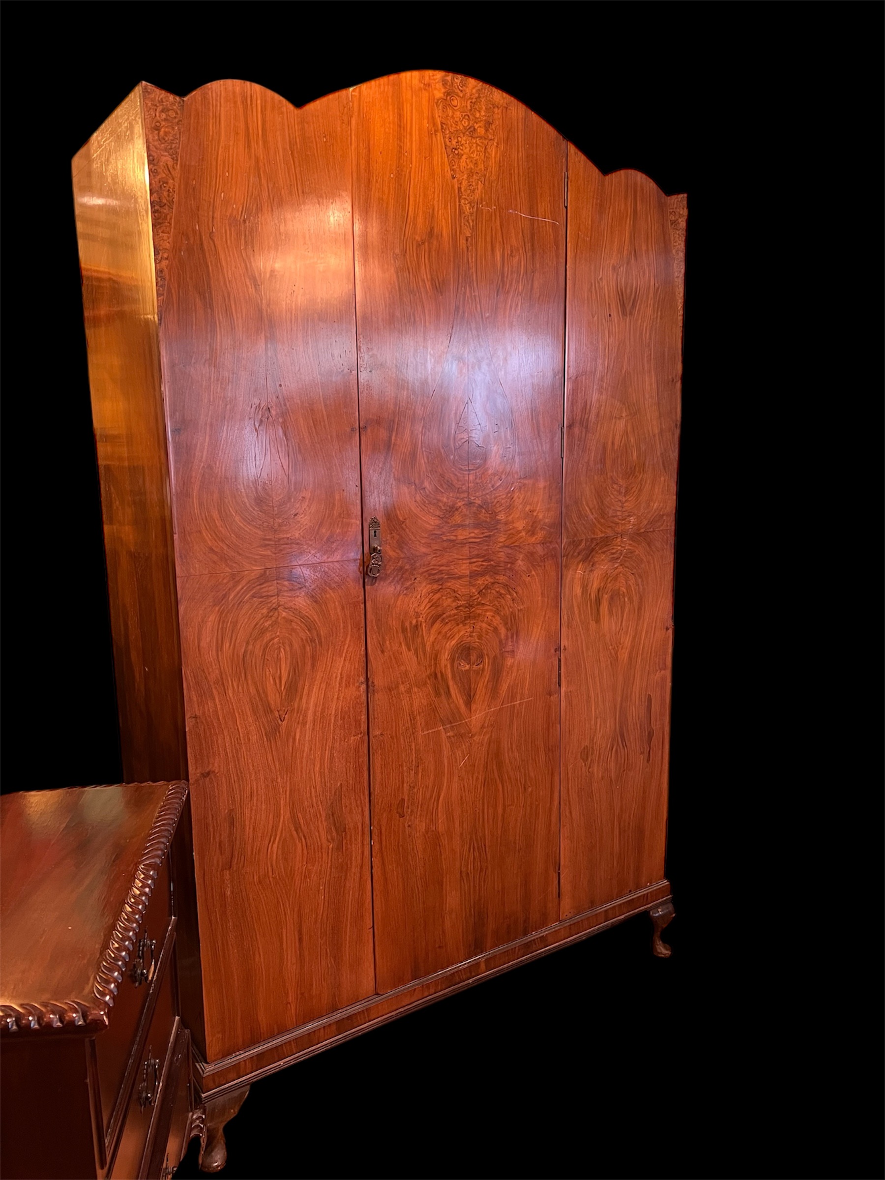 Art Deco Mahogany Burl Wardrobe