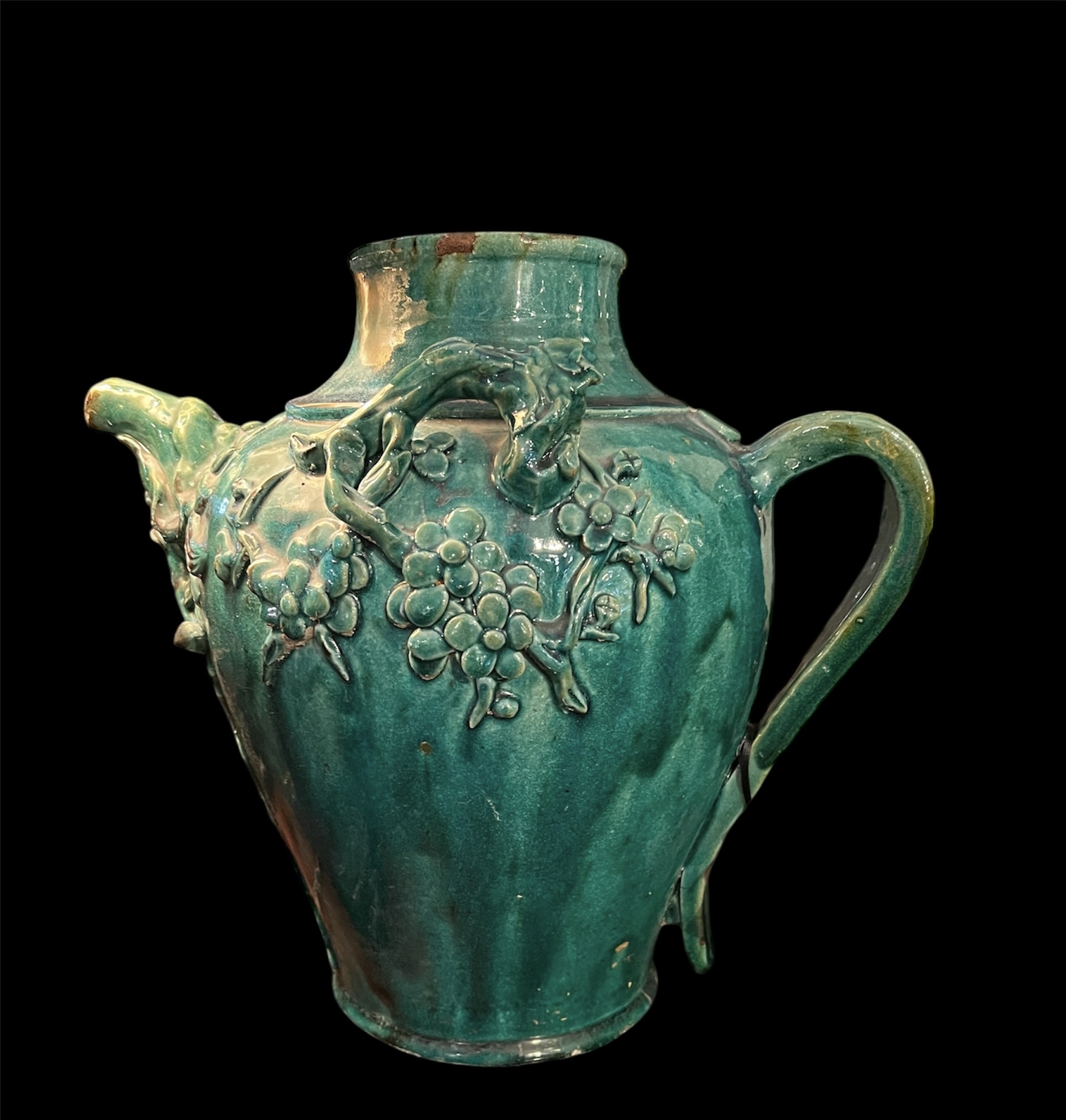 Old Chinese Green Earthenware Pitcher