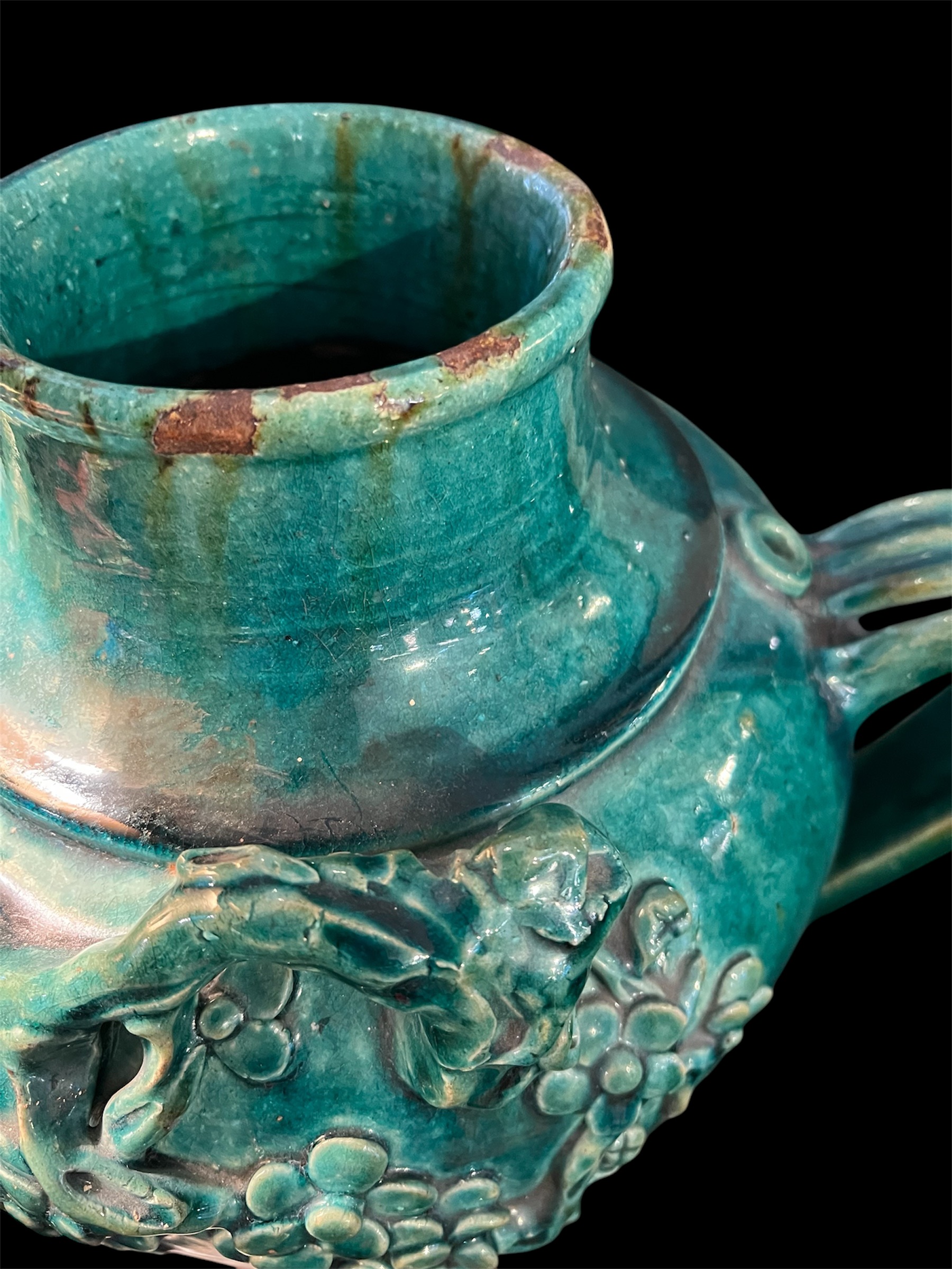 Old Chinese Green Earthenware Pitcher