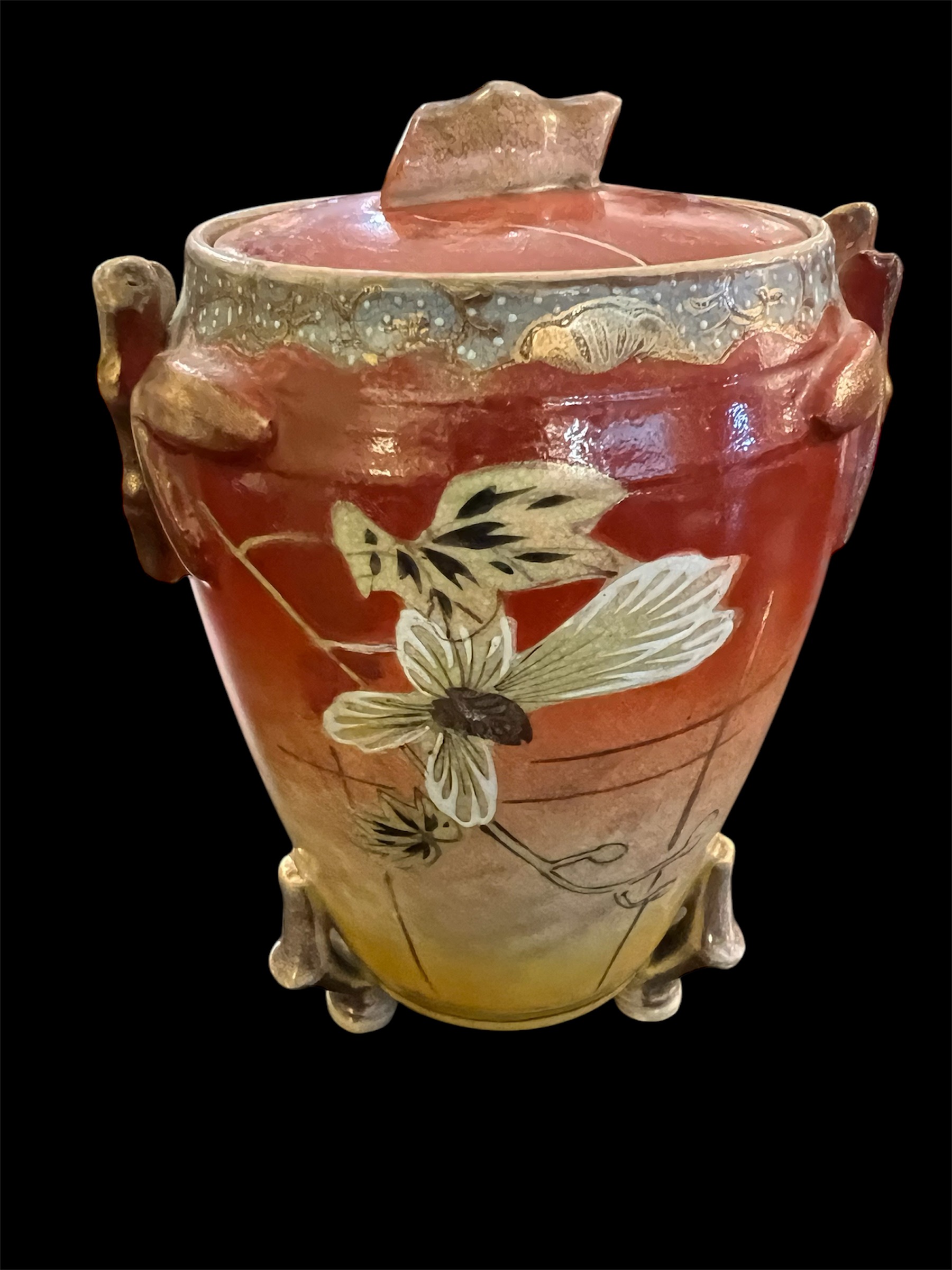 Antique Bamboo Motif Satsuma Jar