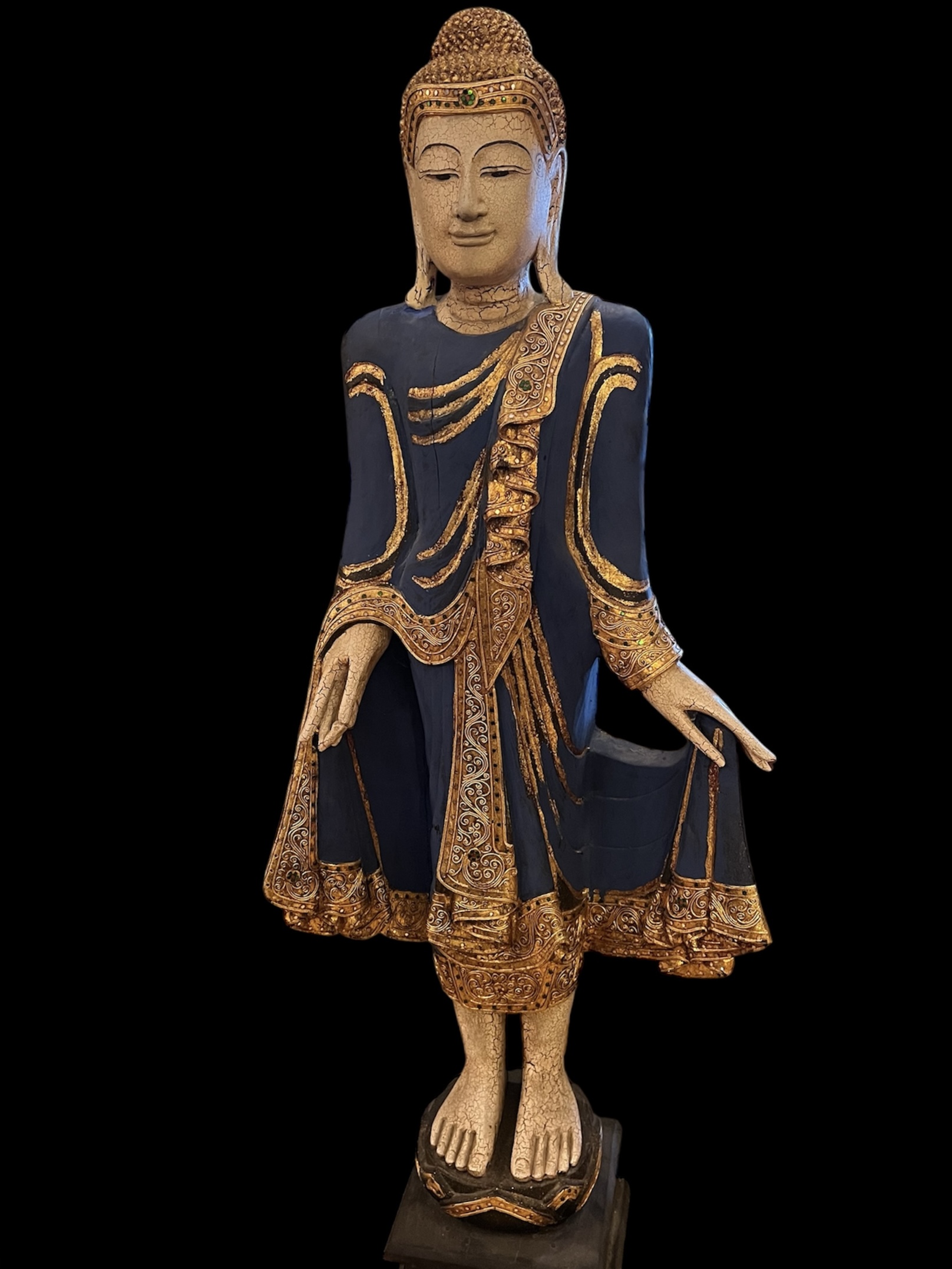 Southeast Asian Wood Standing Buddha