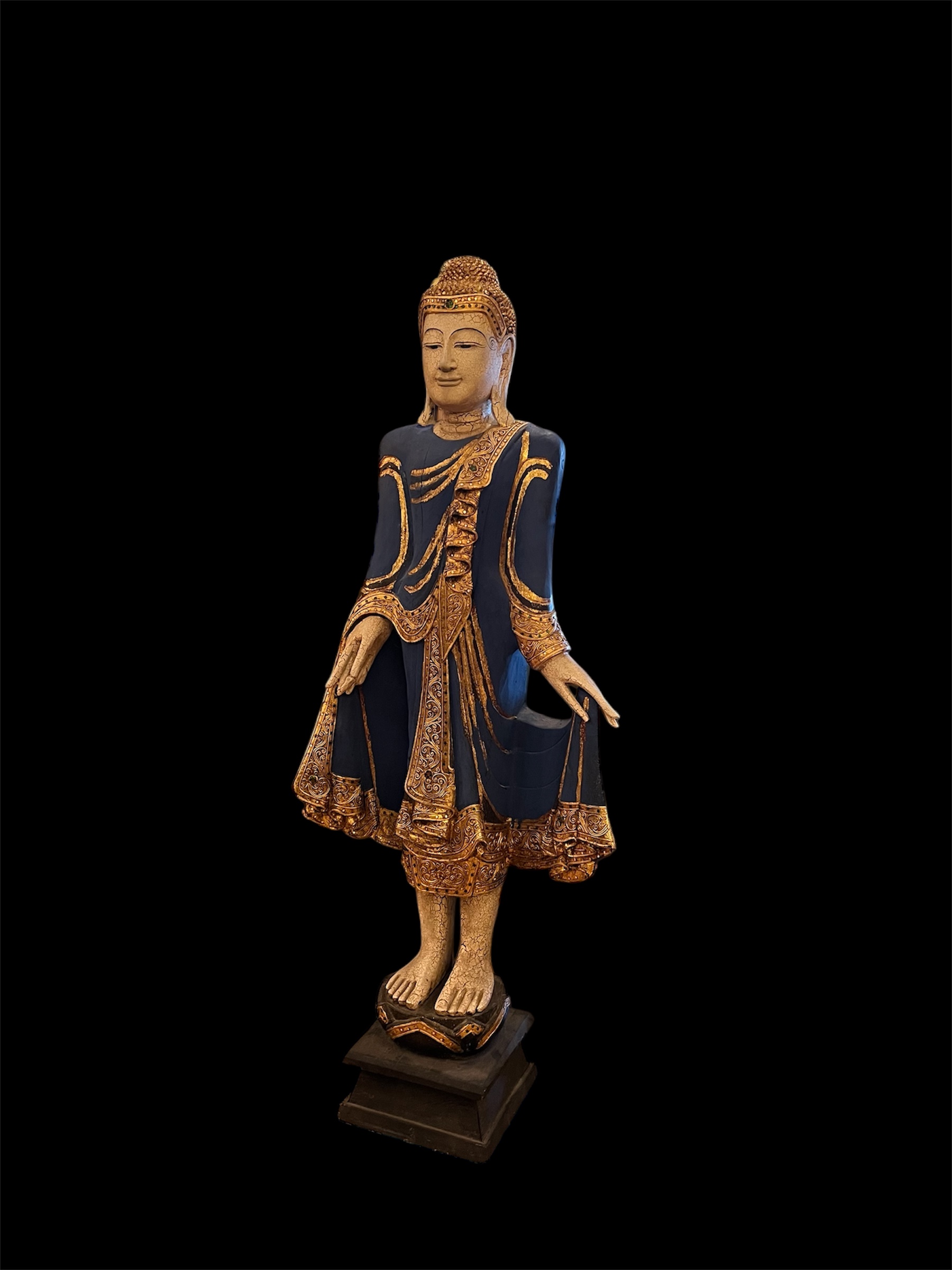 Southeast Asian Wood Standing Buddha