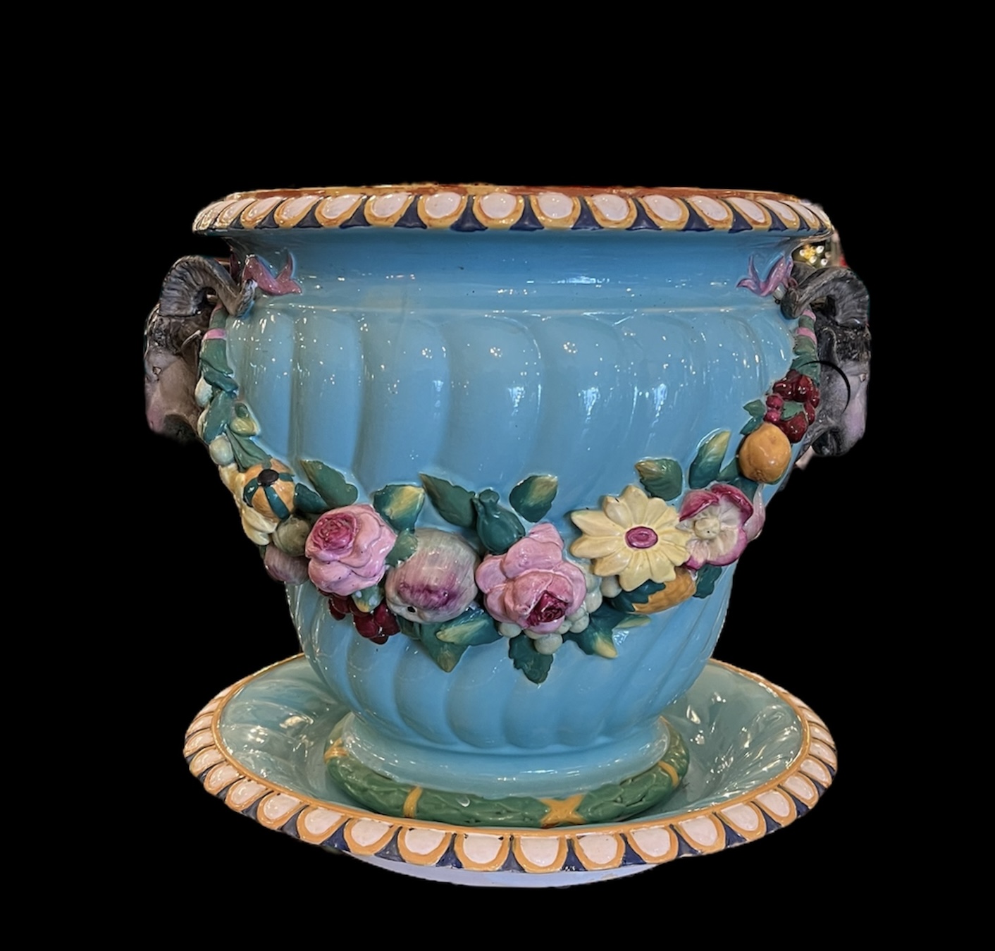 Minton Majolica Floral Large Jardiniere