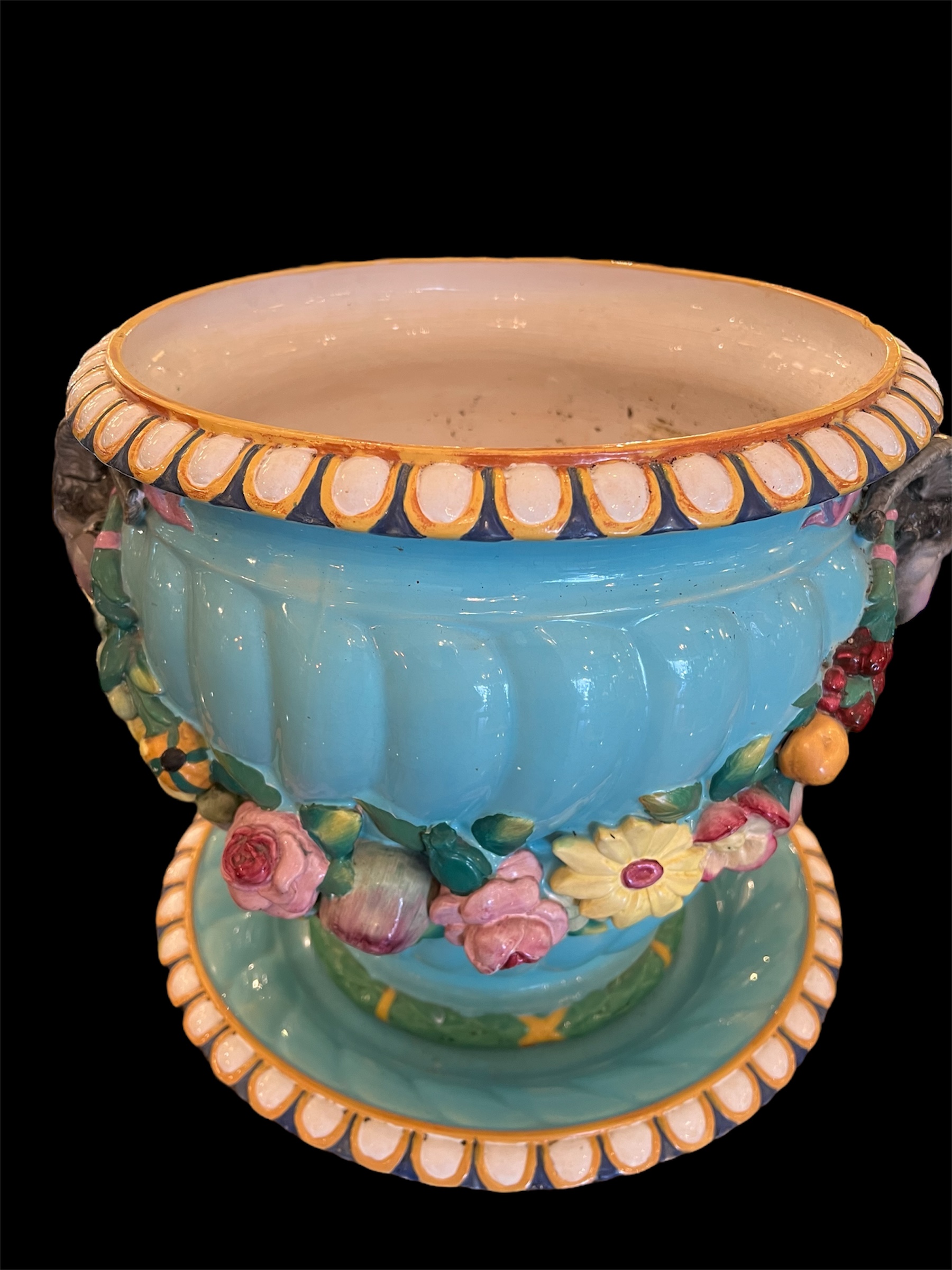 Minton Majolica Floral Large Jardiniere