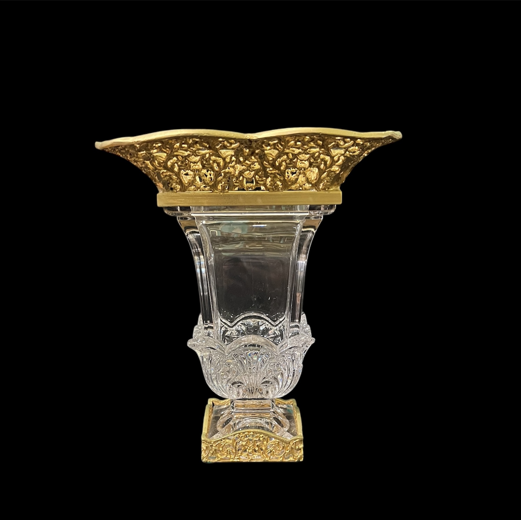 Vintage Crystal Gold Filigree Vase