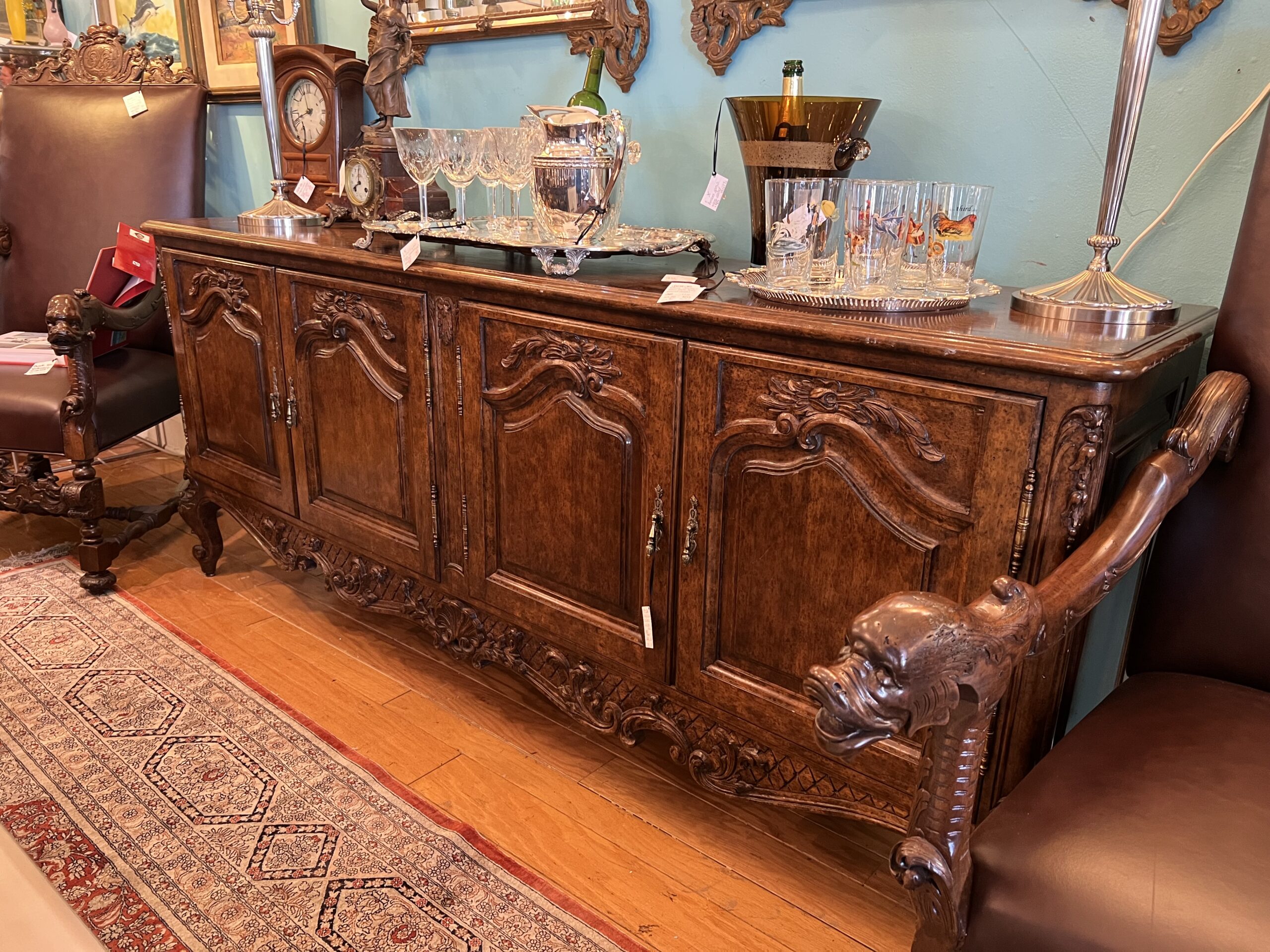 French Oak Burl Provincial Sideboard