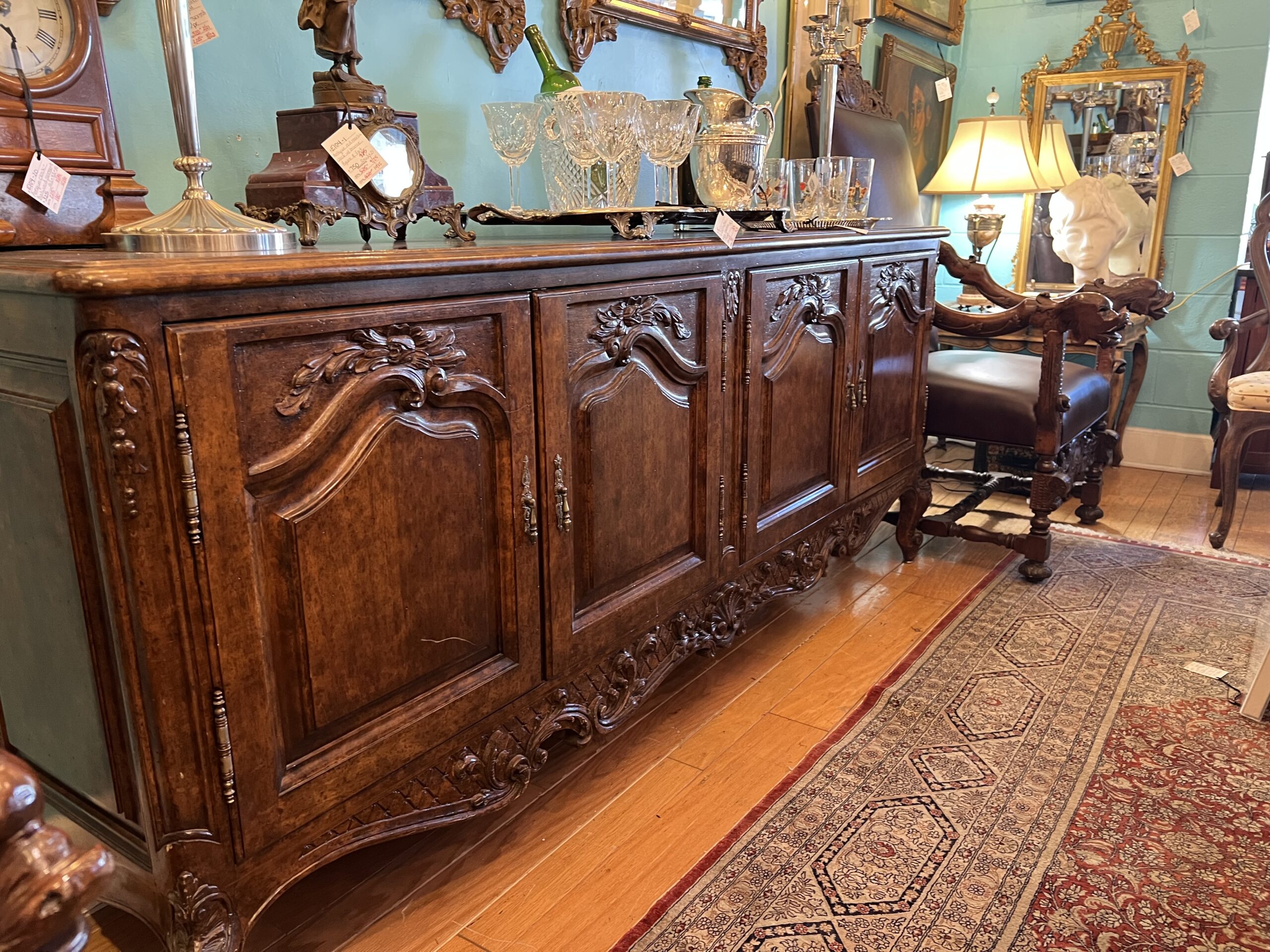 French Oak Burl Provincial Sideboard