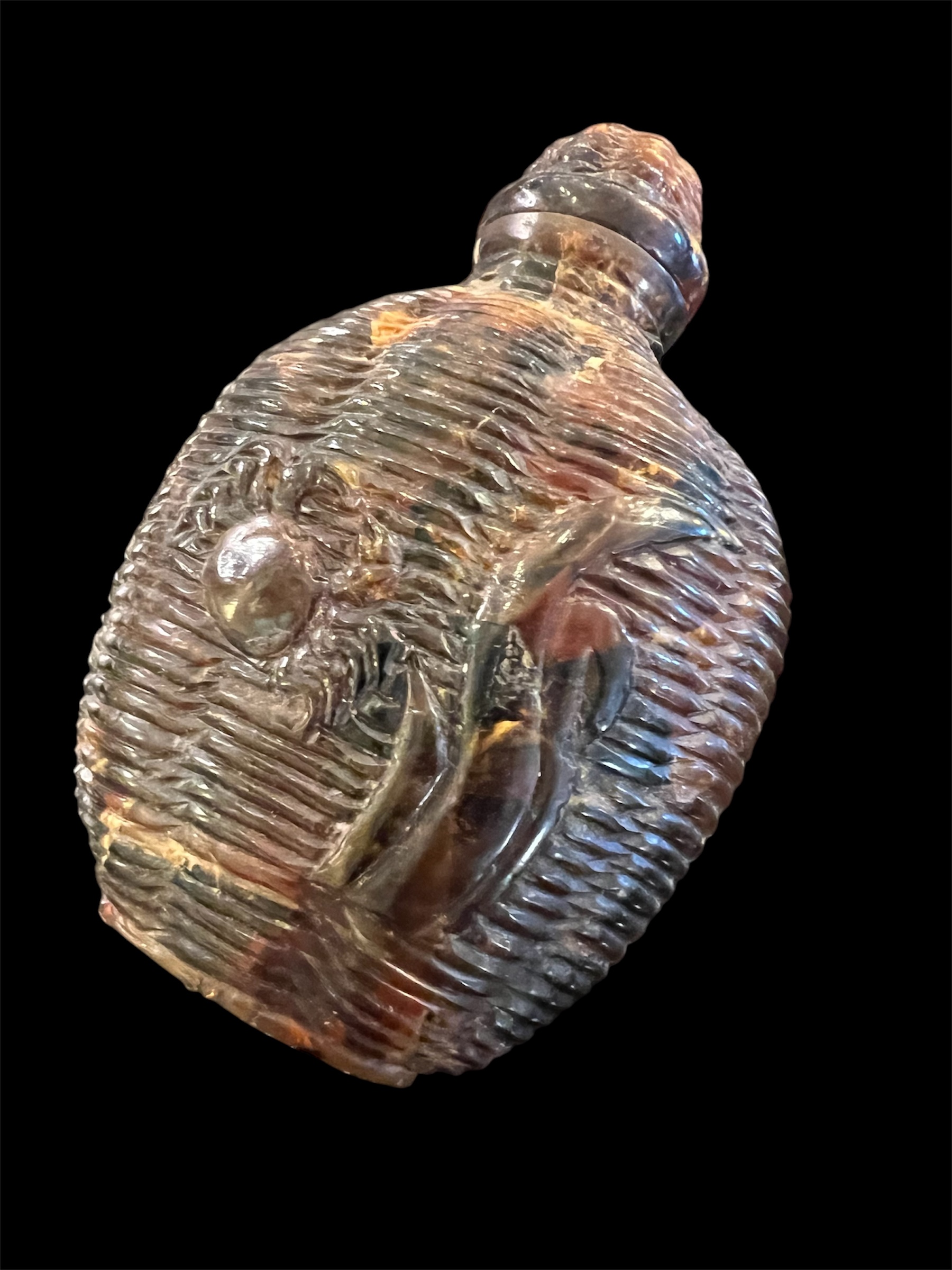 Antique Amber Carved Snuff Bottle