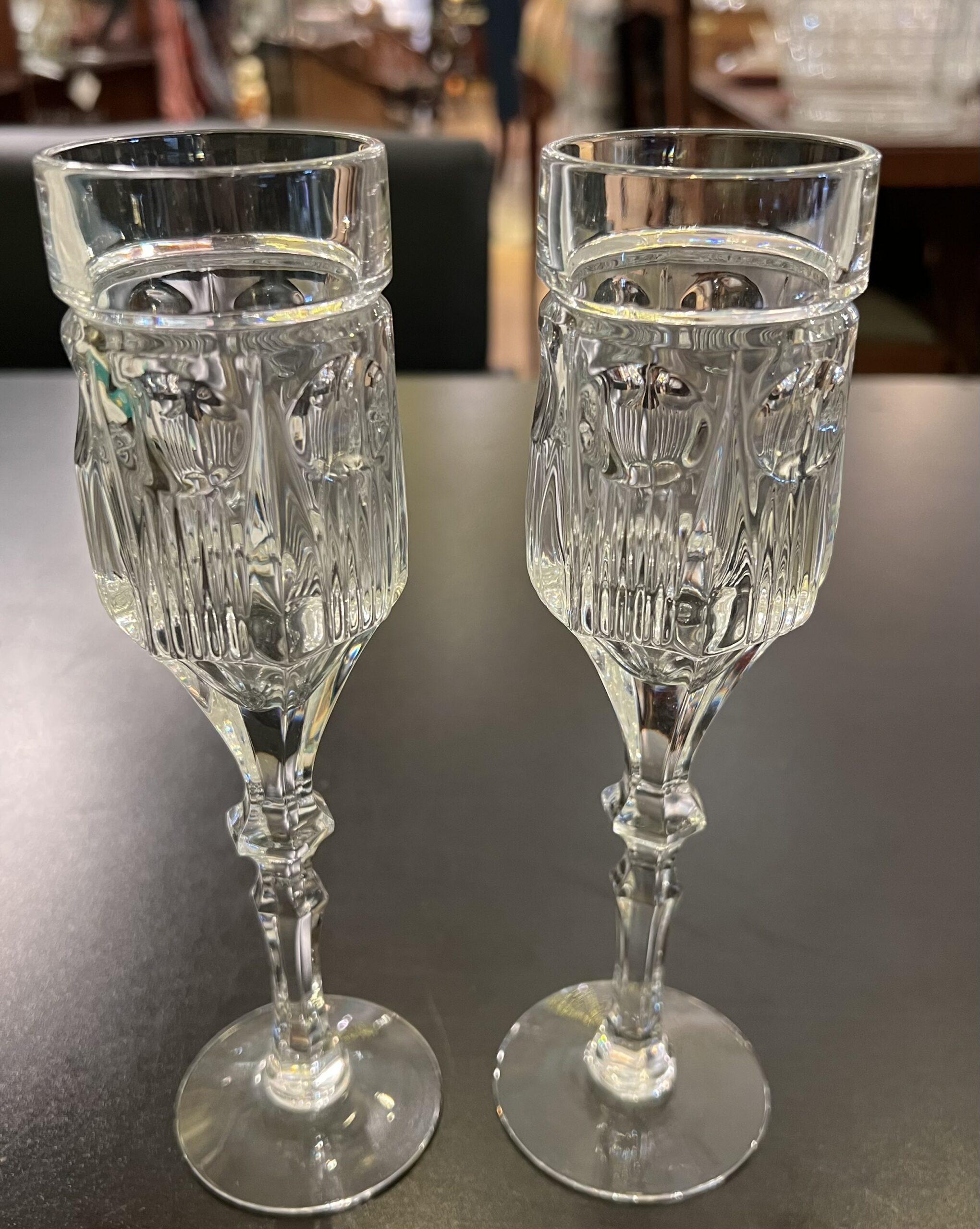 German Cut Crystal Champagne Flutes