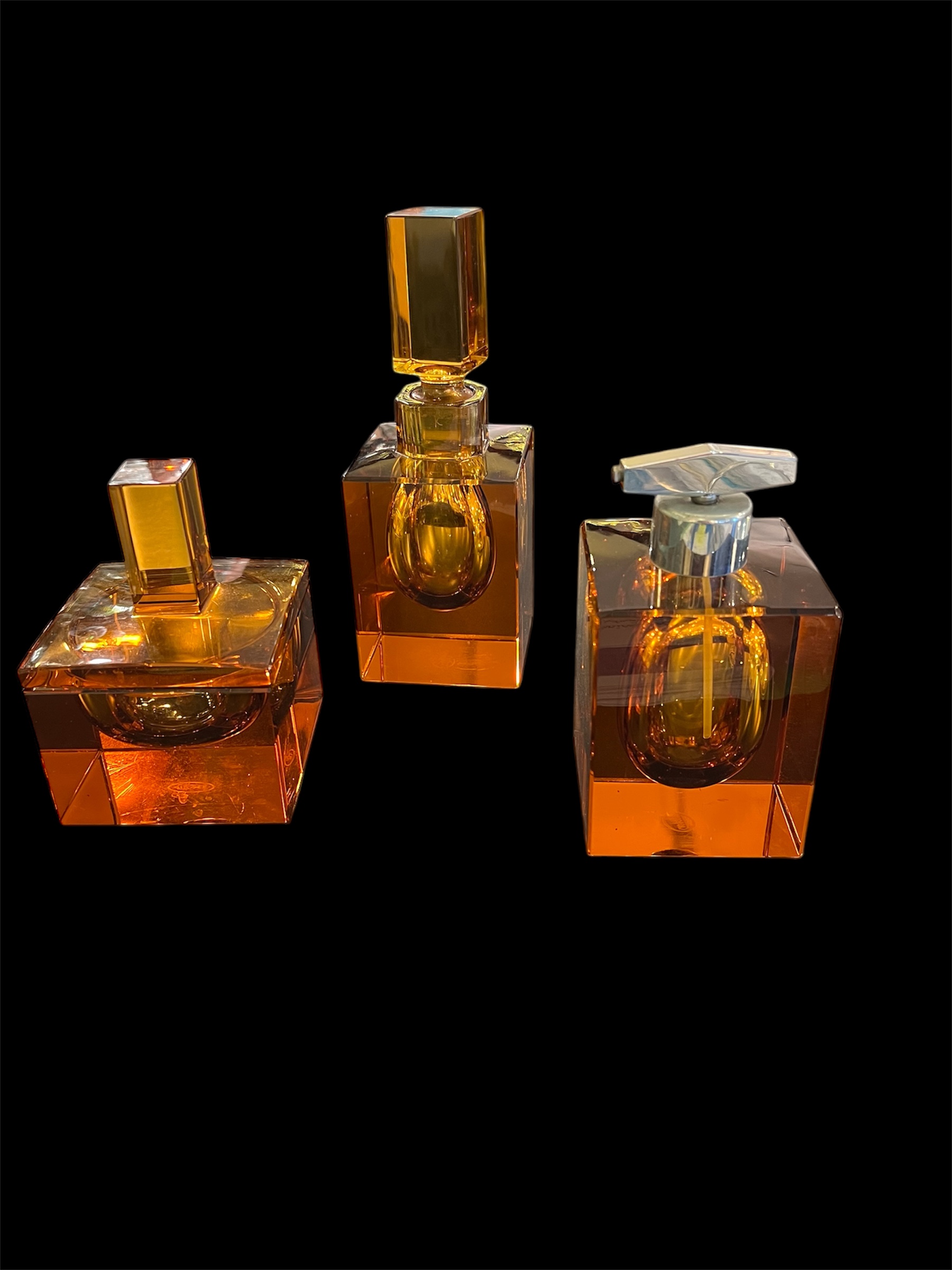 Moser Crystal Dresser Set Amber