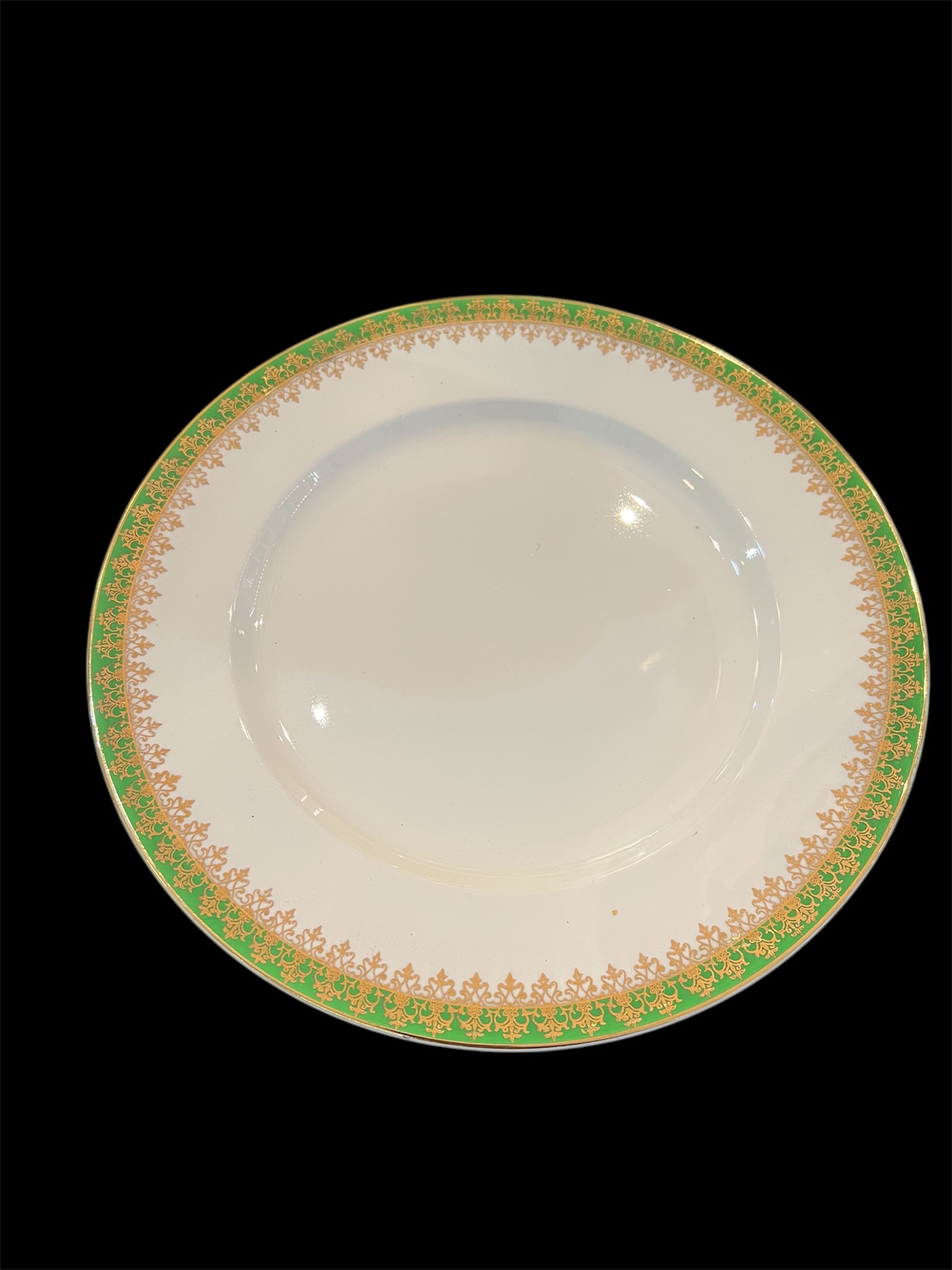 Antique English Green Gold Porcelain Dinnerware