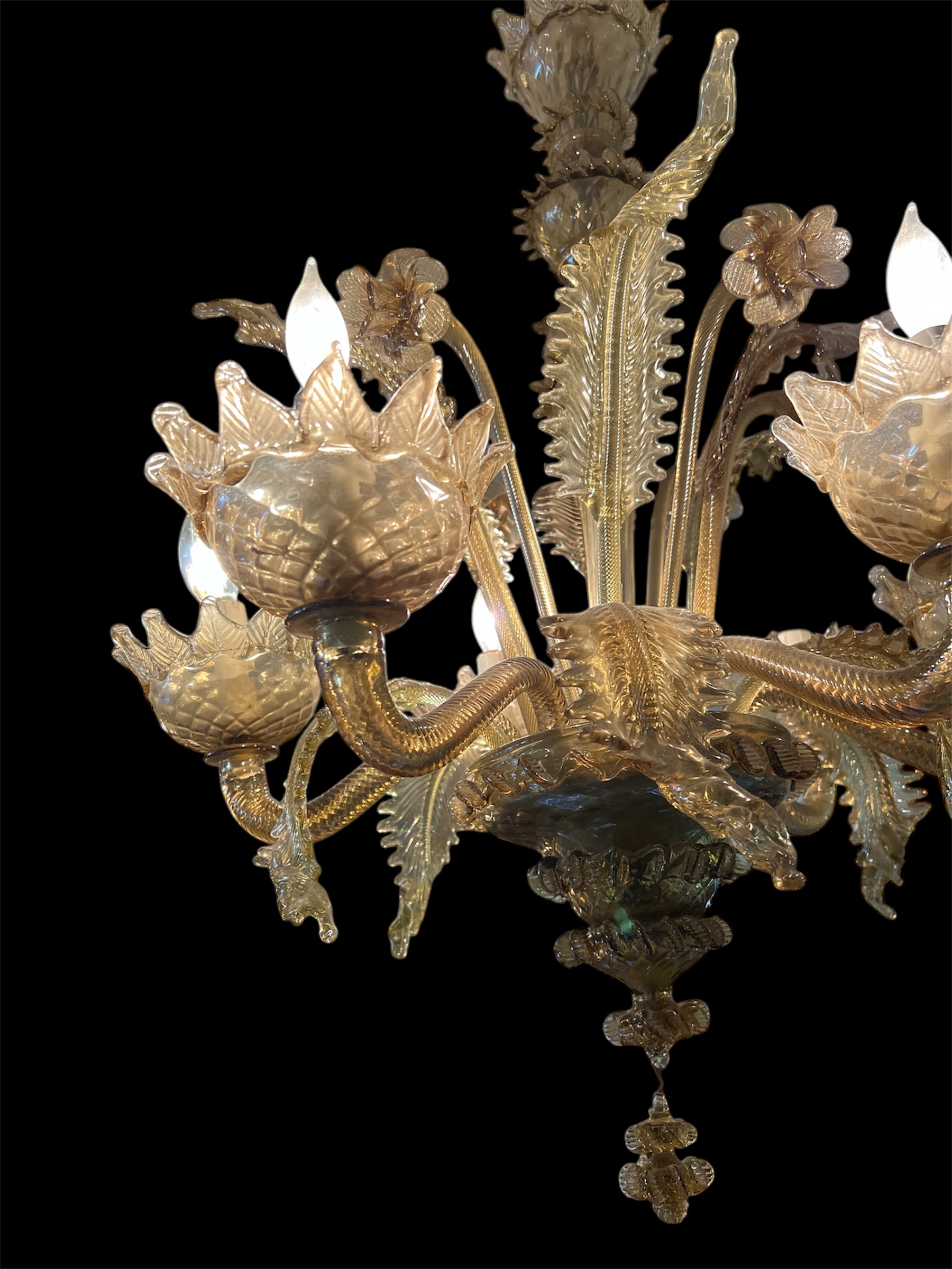 Antique Murano Chandelier Smoky Color