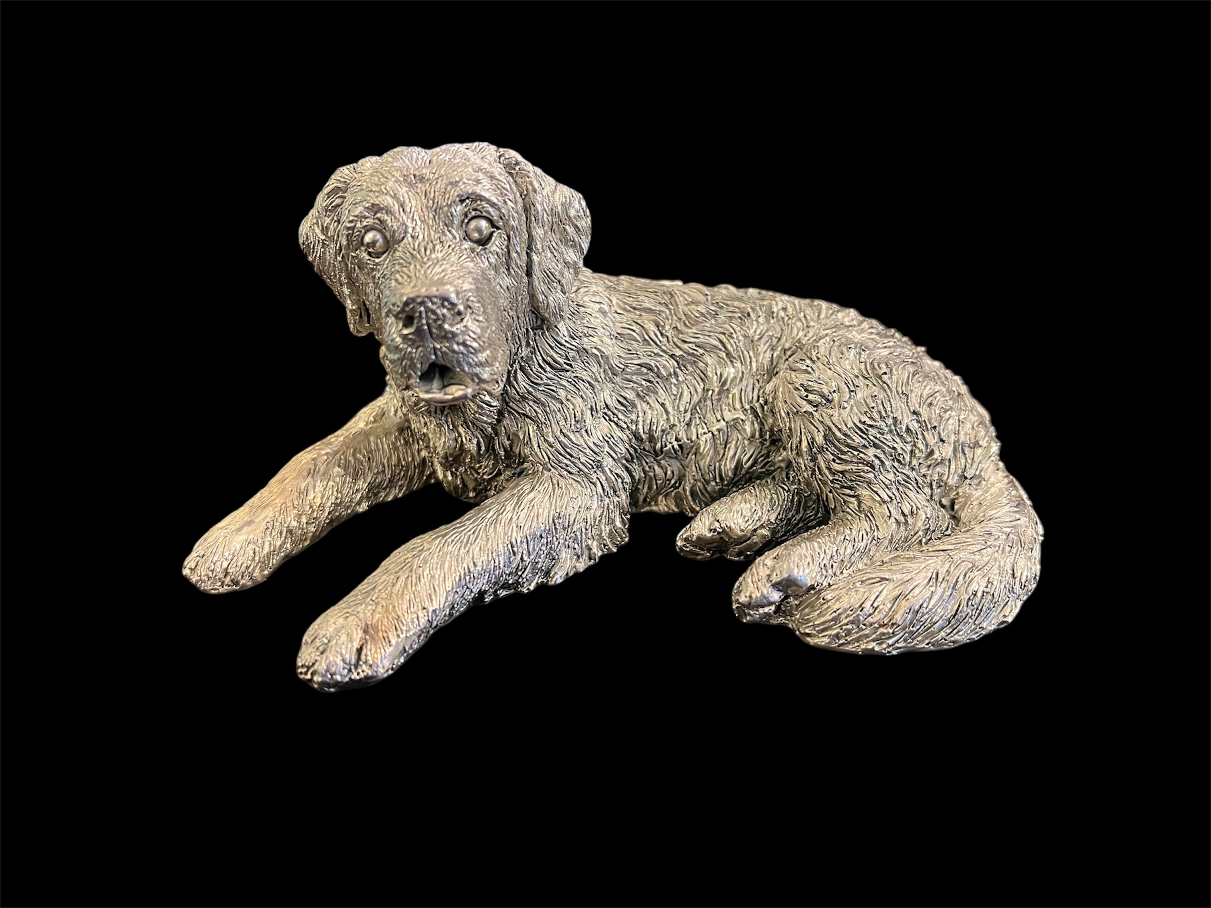 Retriever Dog Figurine Cast Sterling Silver