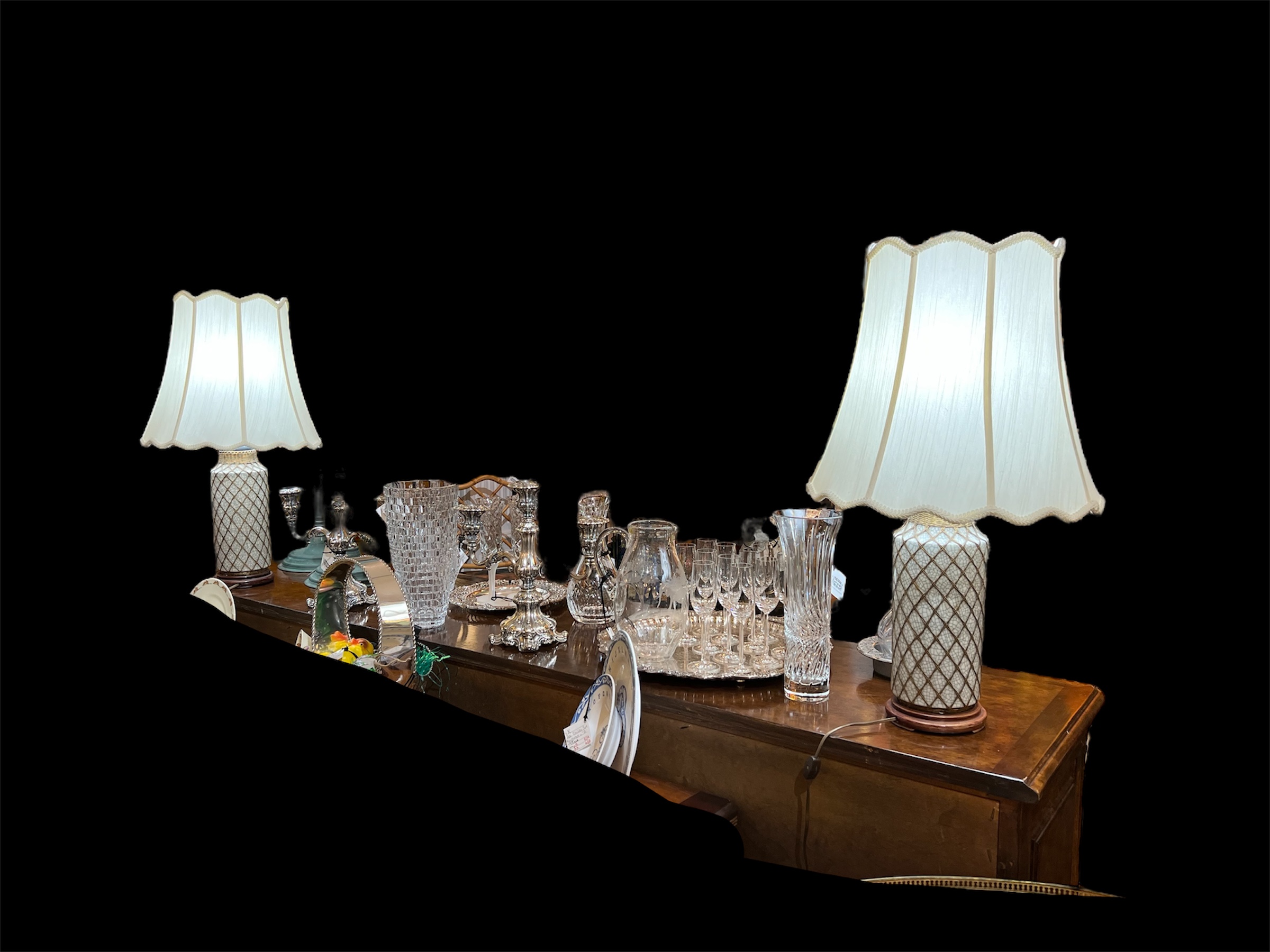 Pair Porcelain Crackle Glaze Lamps