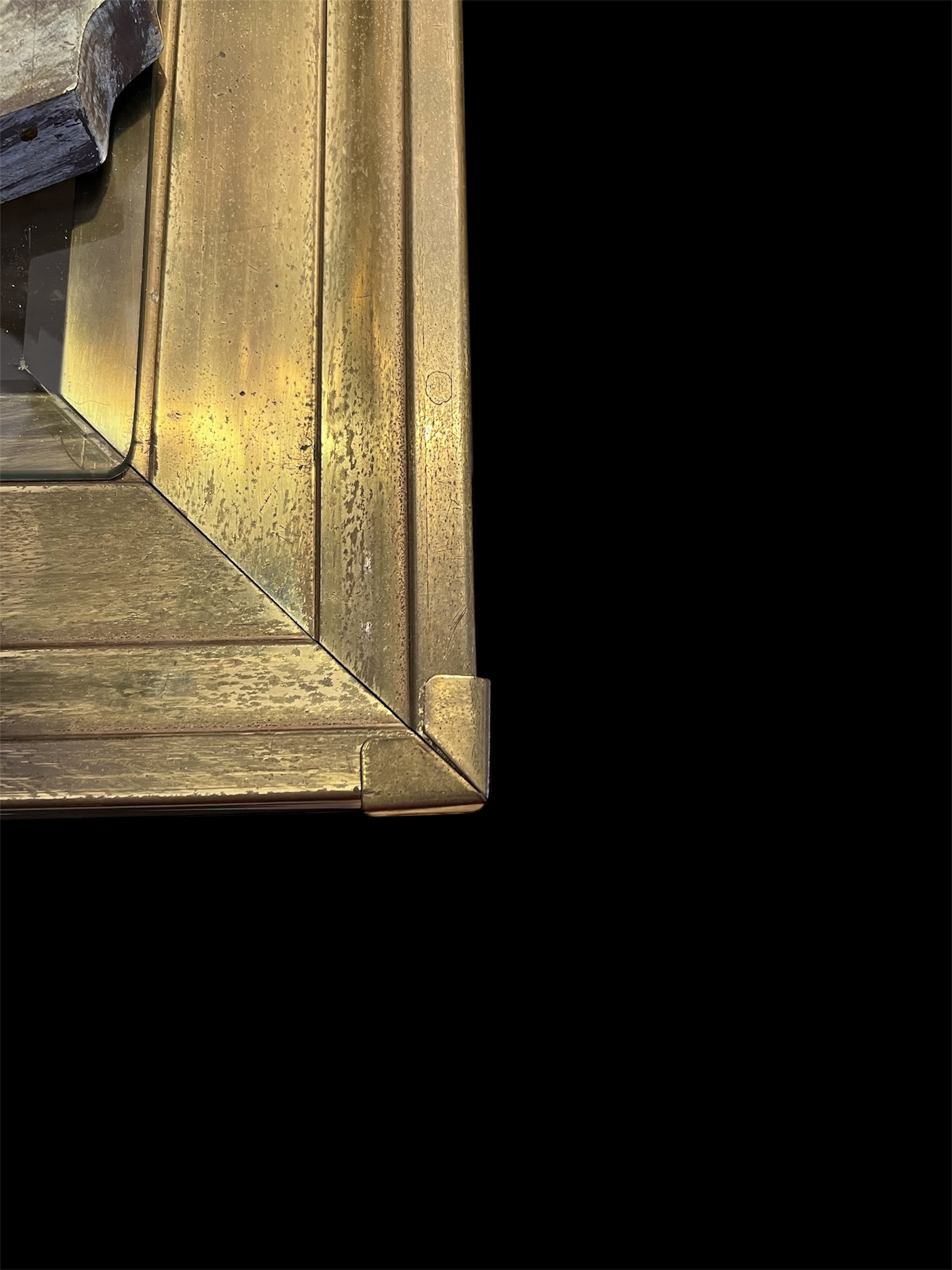Distressed Brass Glass Top Console Table