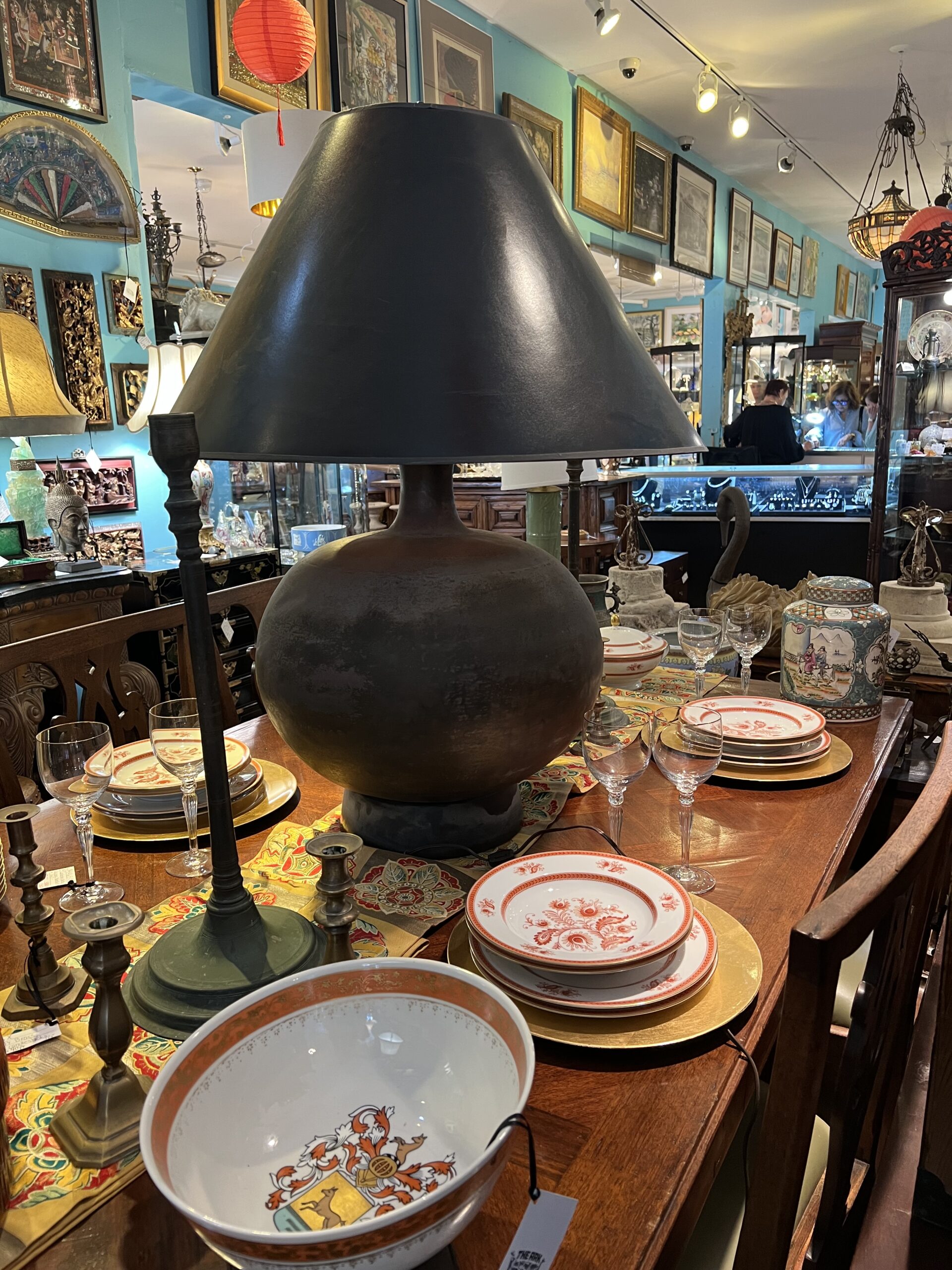 Oversized Hammered Bronze Table Lamp