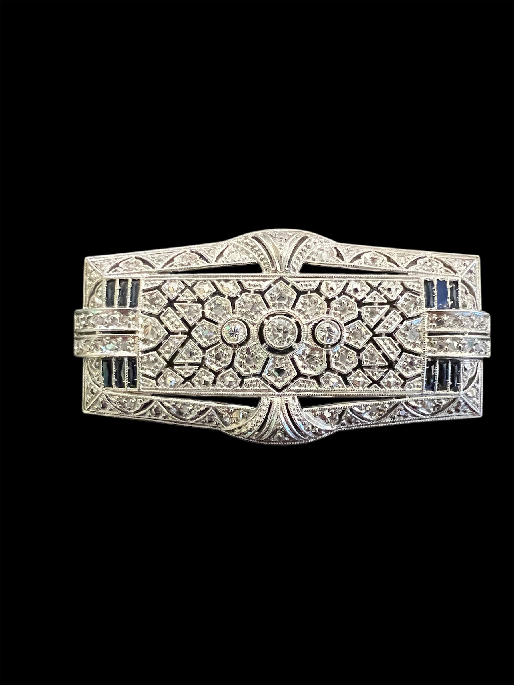 Vintage Art Deco Sapphire Diamond Pin