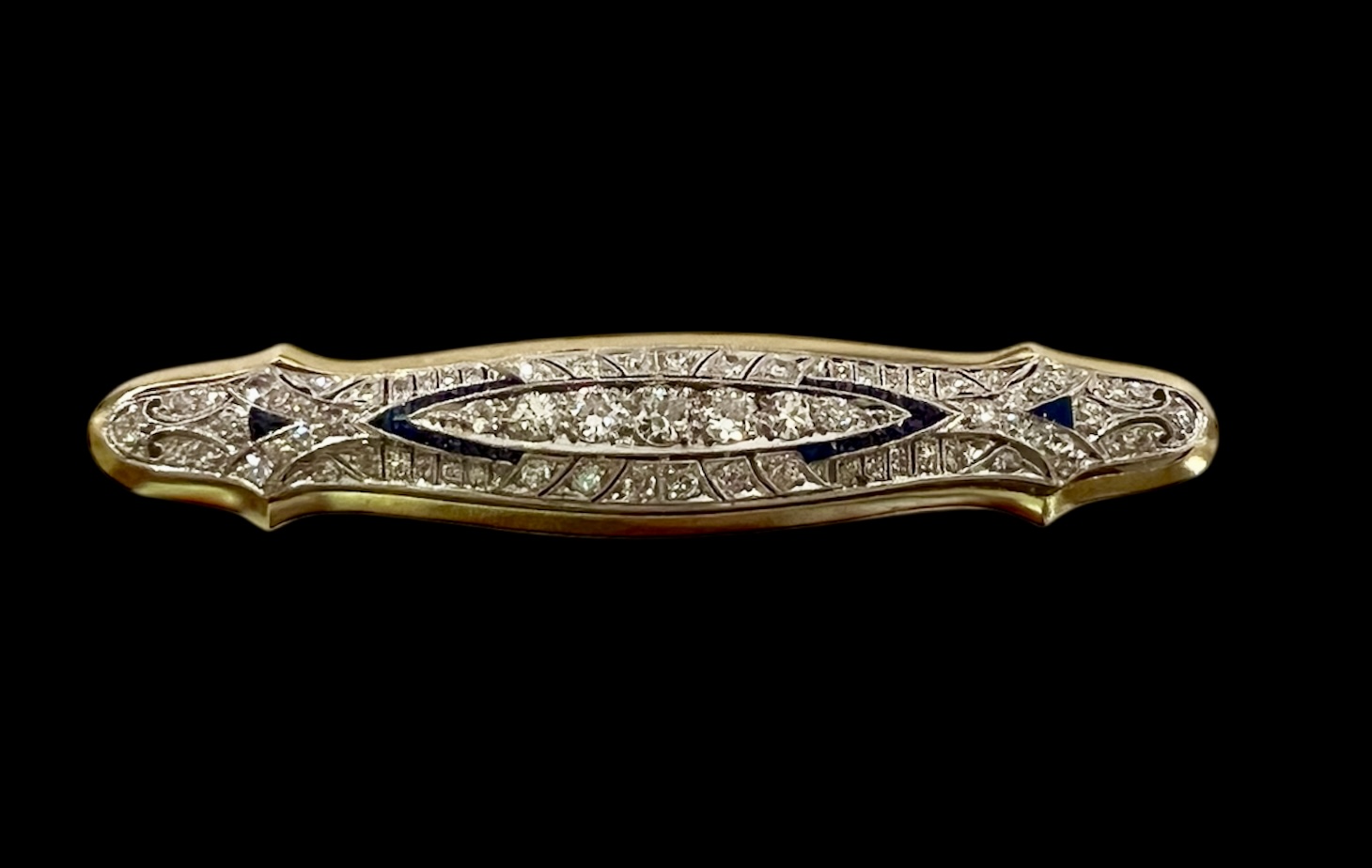 Art Deco Diamond Sapphire Pin