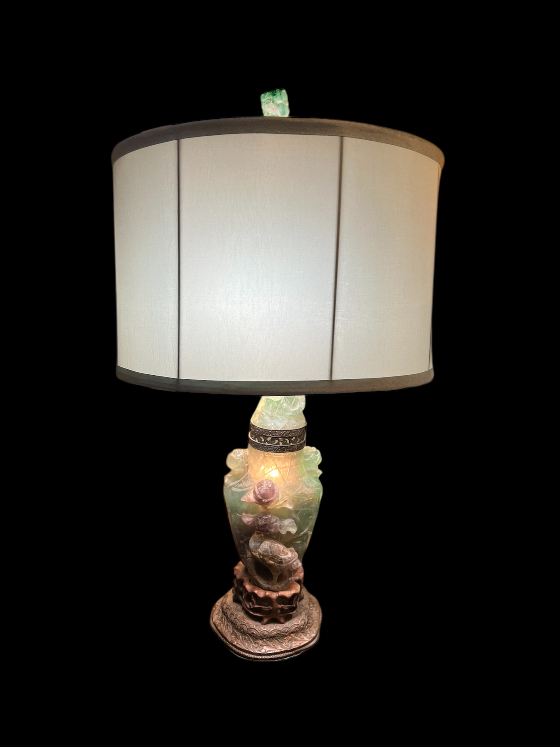 Antique Chinese Carved Flourite Lamp