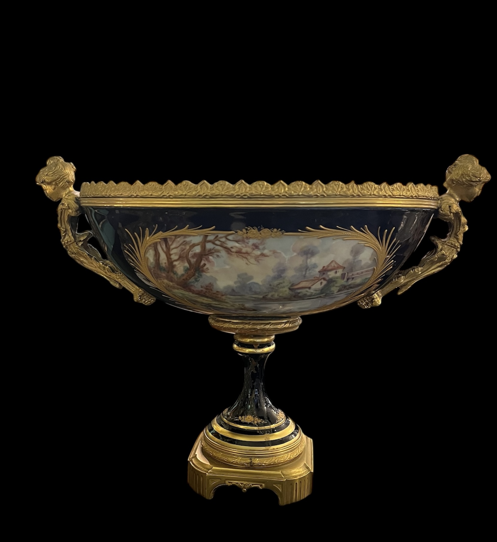 French Cobalt Ormolu Pedestal