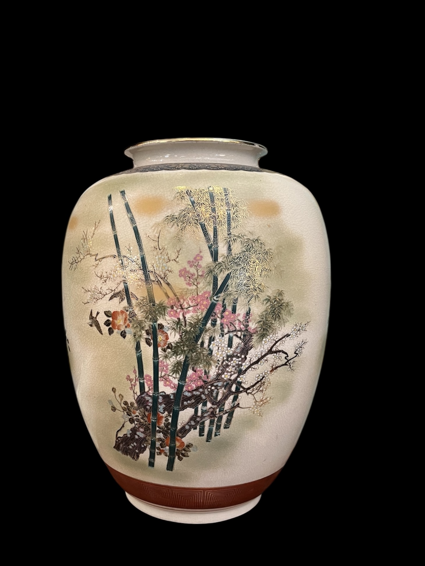 Kutani Ware Bamboo Flower Vase