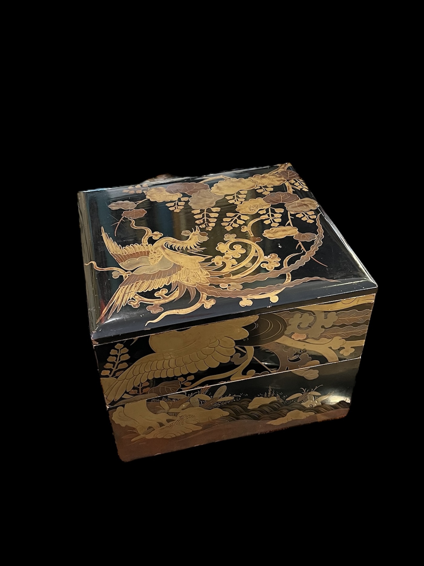 Japanese Black Gilt Lacquer Box