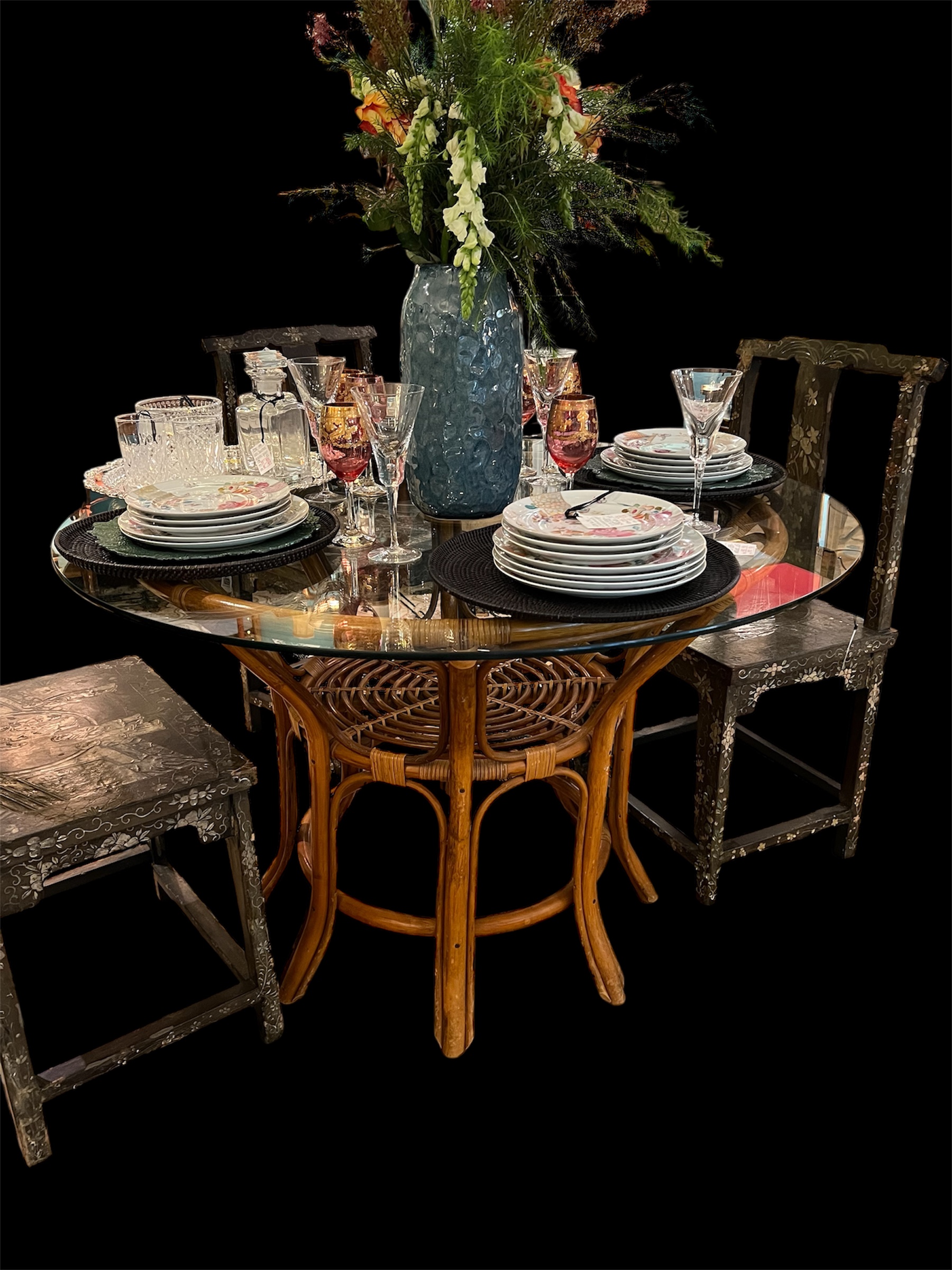 Vintage Rattan Dining Table