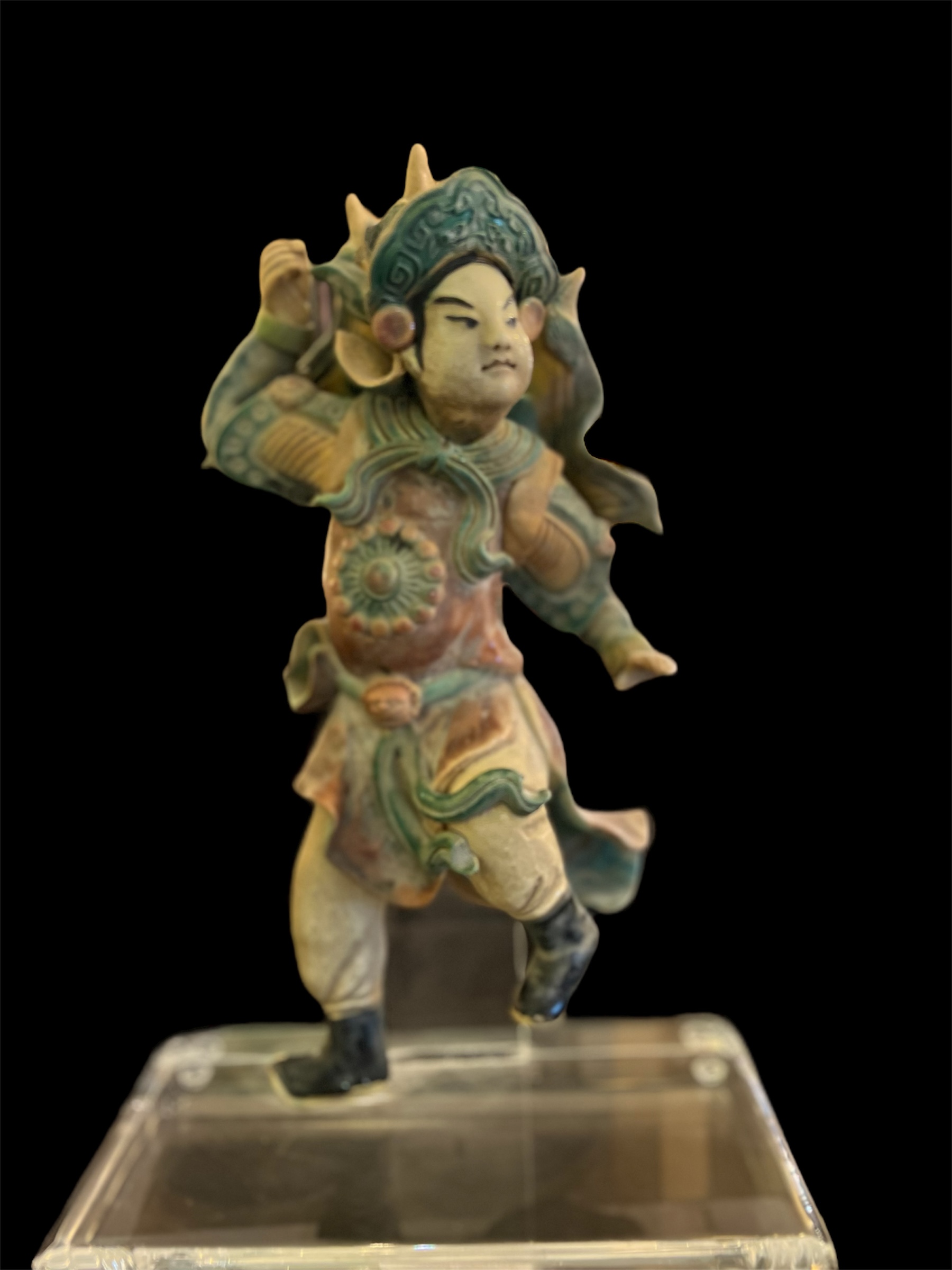 Chinese Figural Roof Tiles Lucite Base