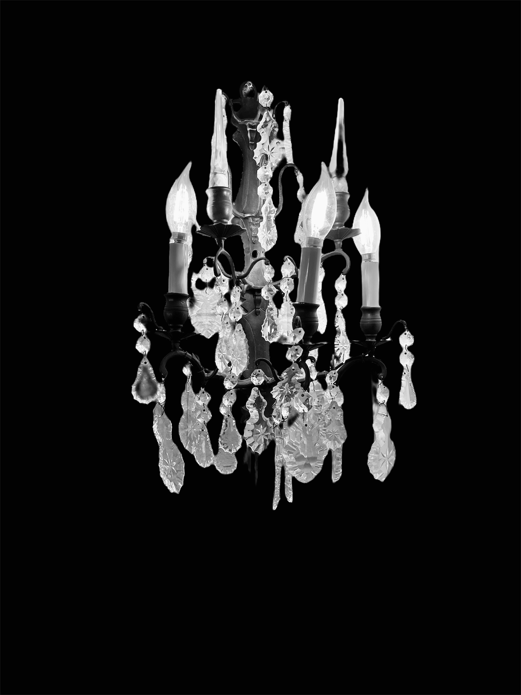 Antique Iron Crystal Electrified Sconces