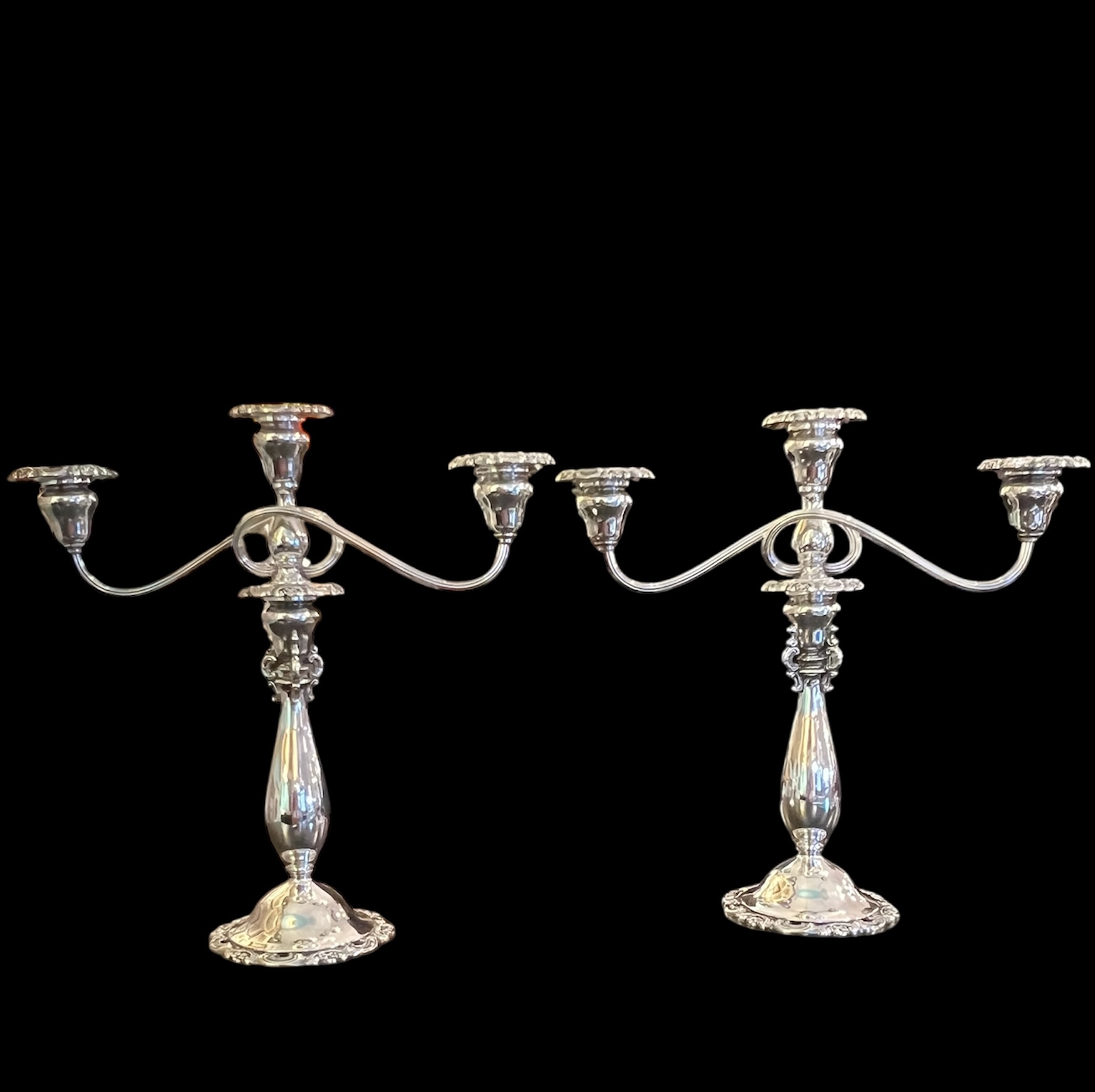Pair Wallace Convertible Silverplate Candelabra
