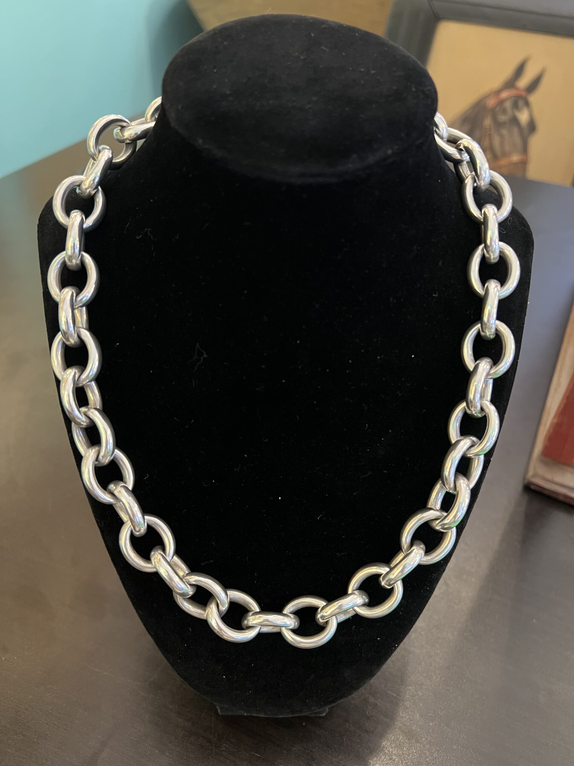 Sterling Hollow Link Necklace