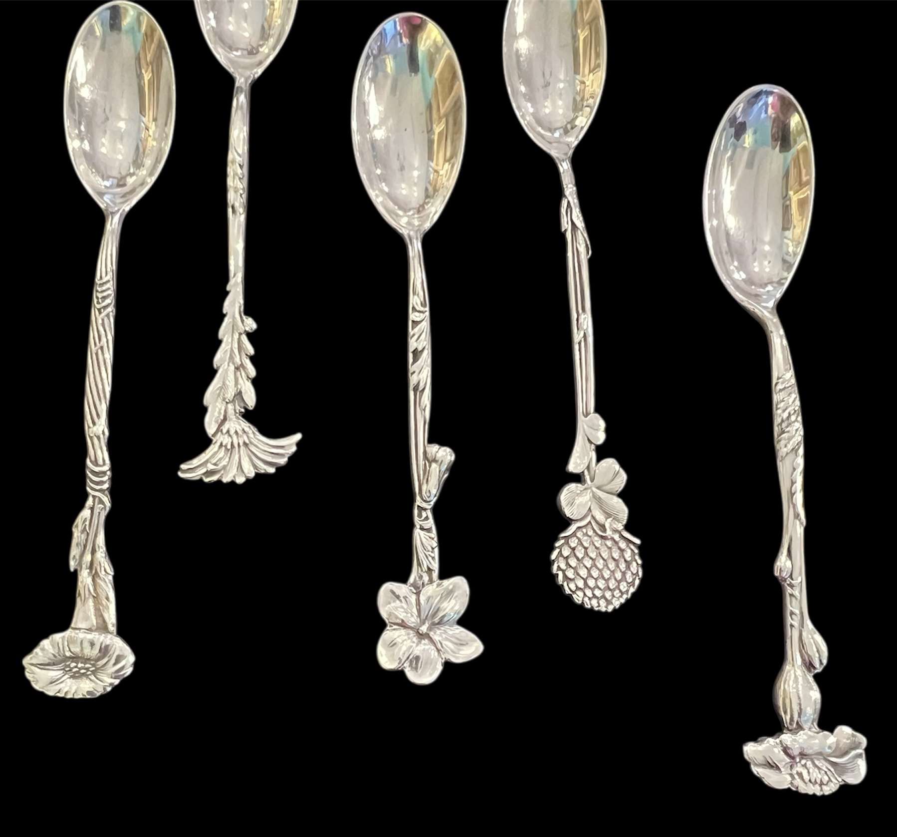 Tiffany Sterling Floral Demitasse Spoons