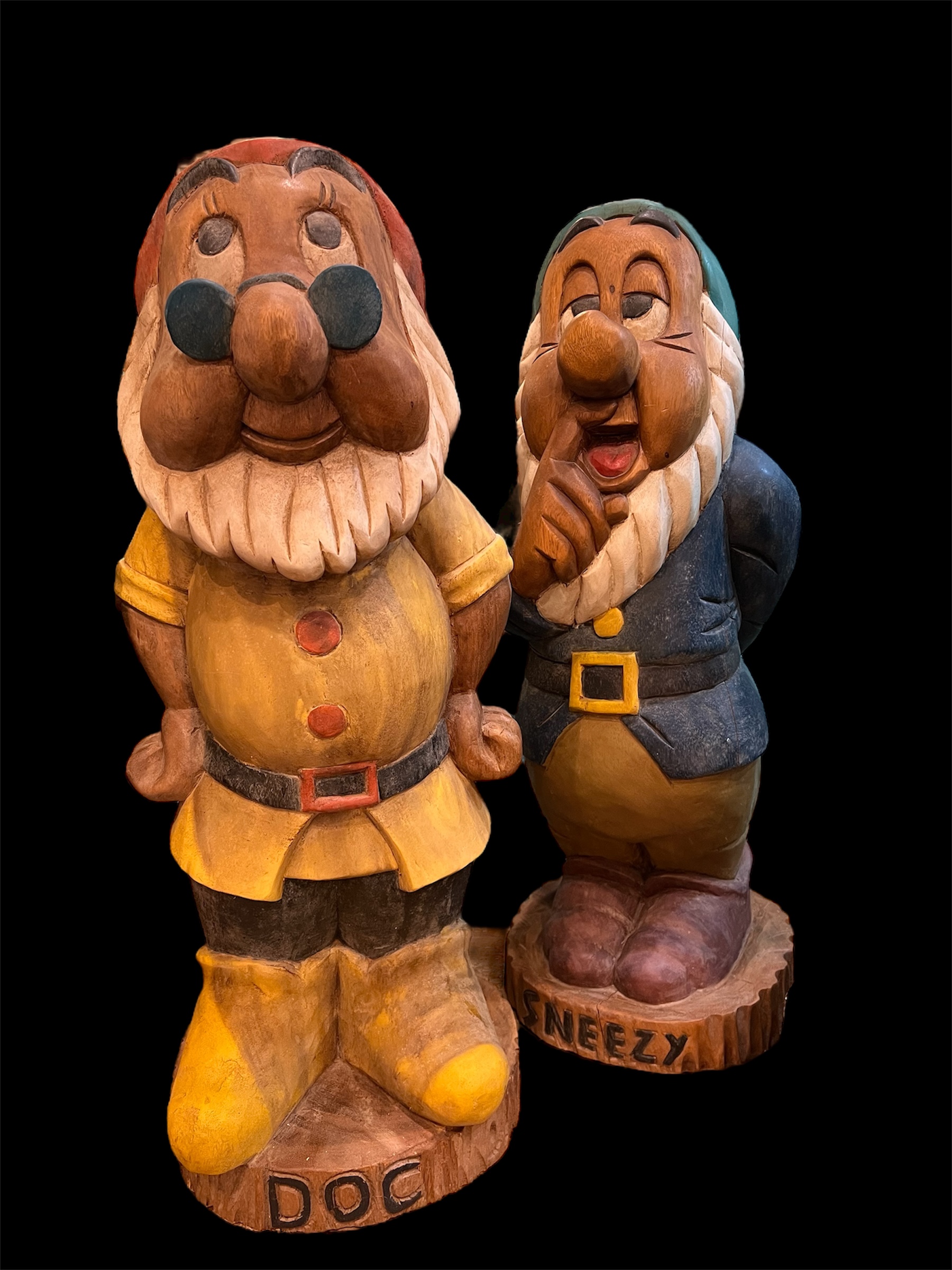 Seven Dwarfs Life-sized Carved Wood Figures
