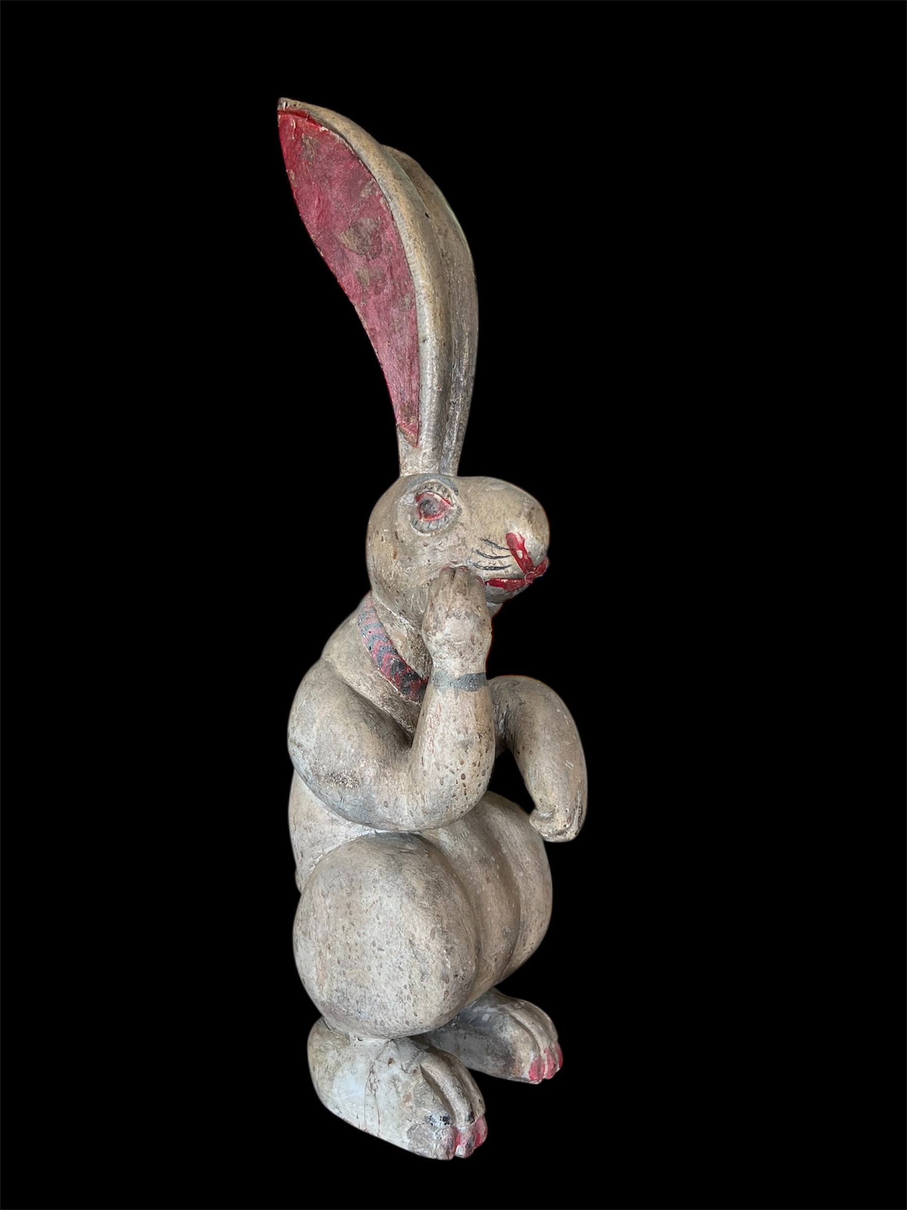 Vintage Hand Carved Wood Rabbit