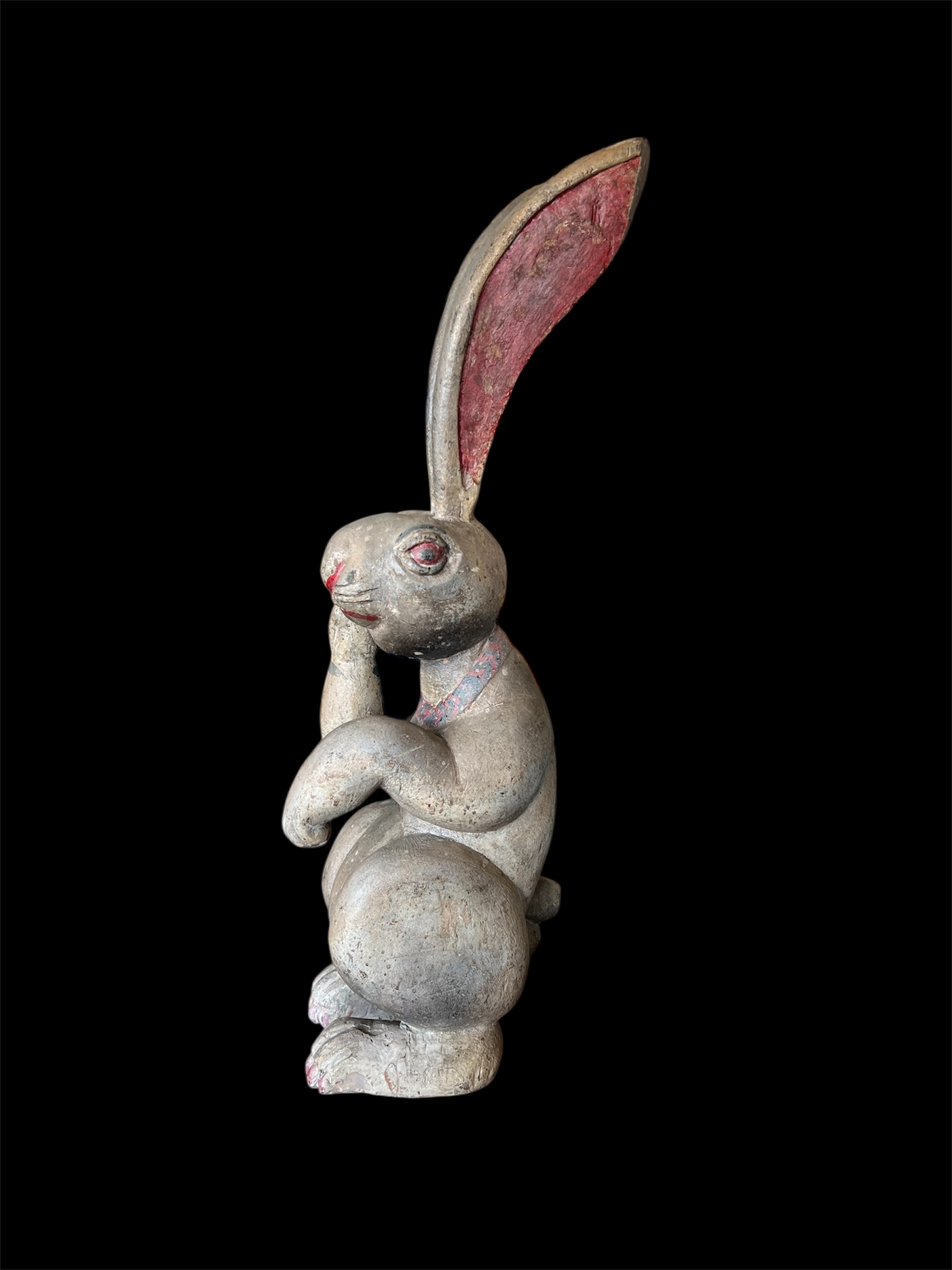 Vintage Hand Carved Wood Rabbit