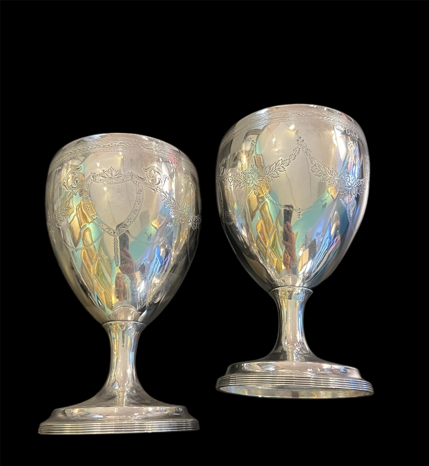 Antique English Heraldic Sterling Goblets