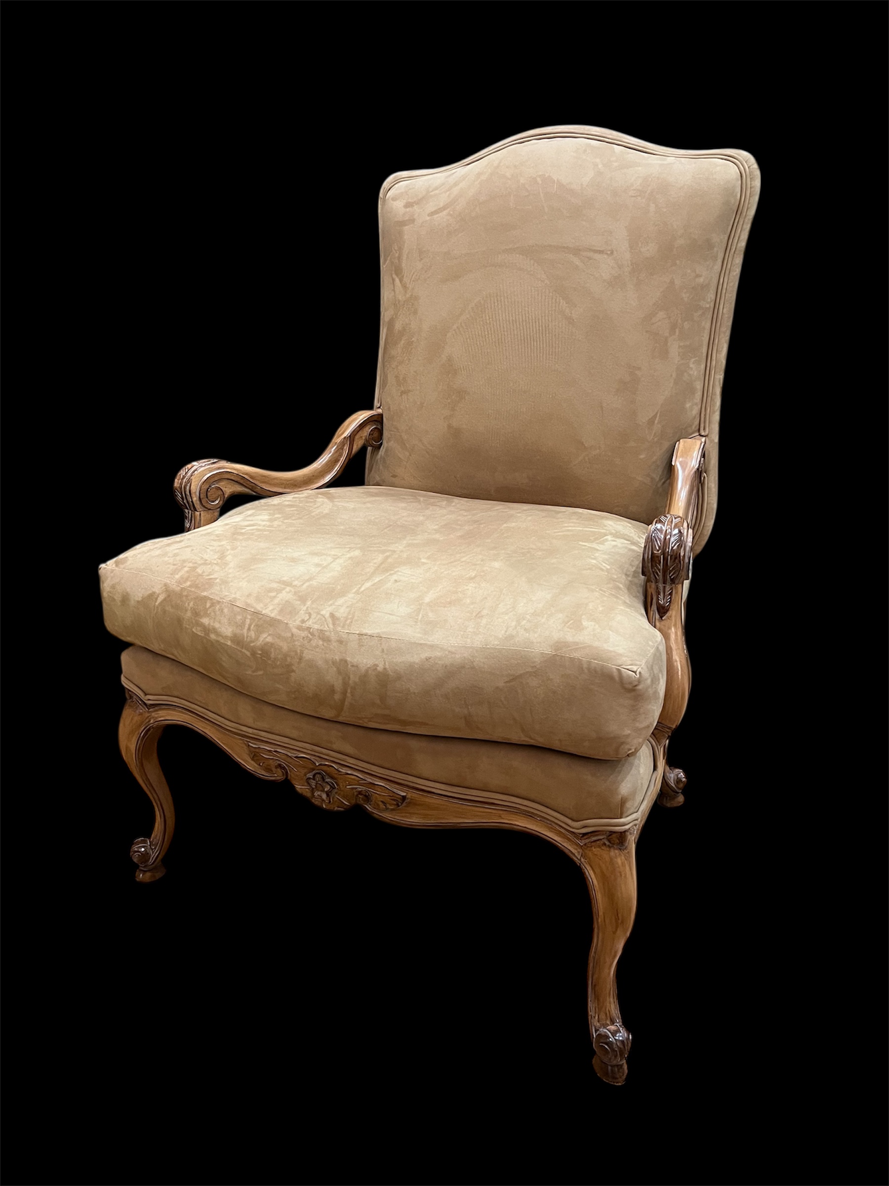 Kreiss Taupe Suede Arm Chair