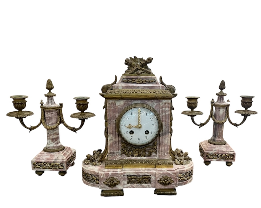 Tiffany Ormolu Blush Marble Garniture