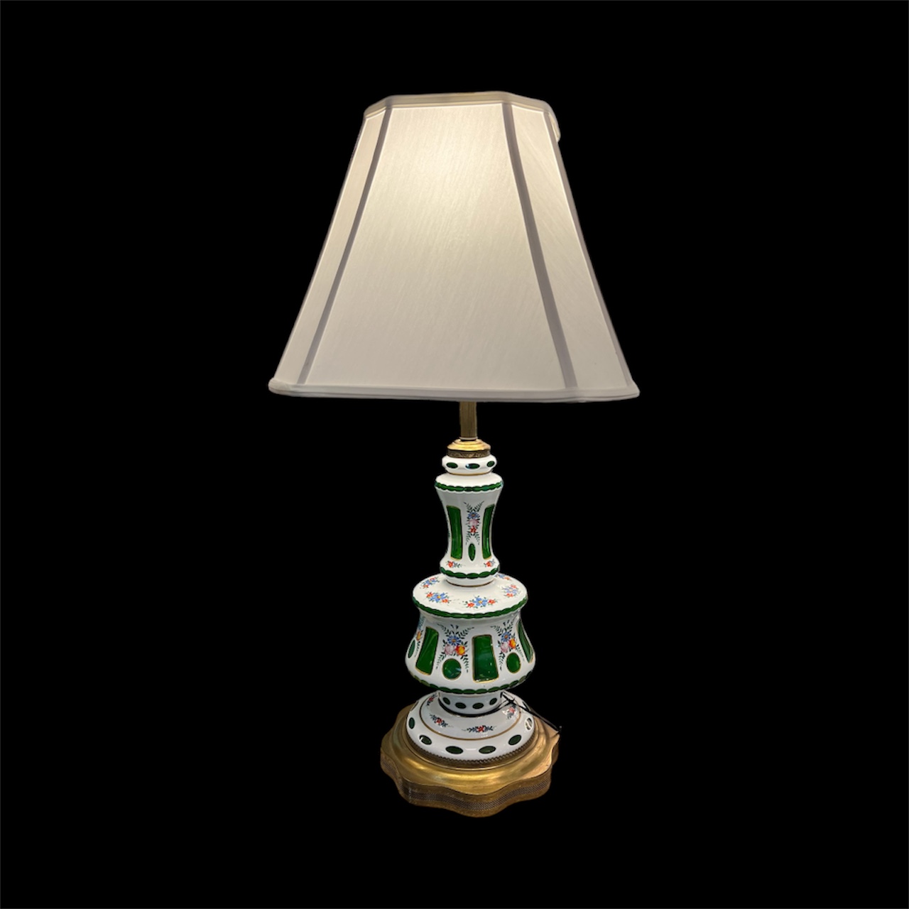 Bohemian Painted Glass White Lamps